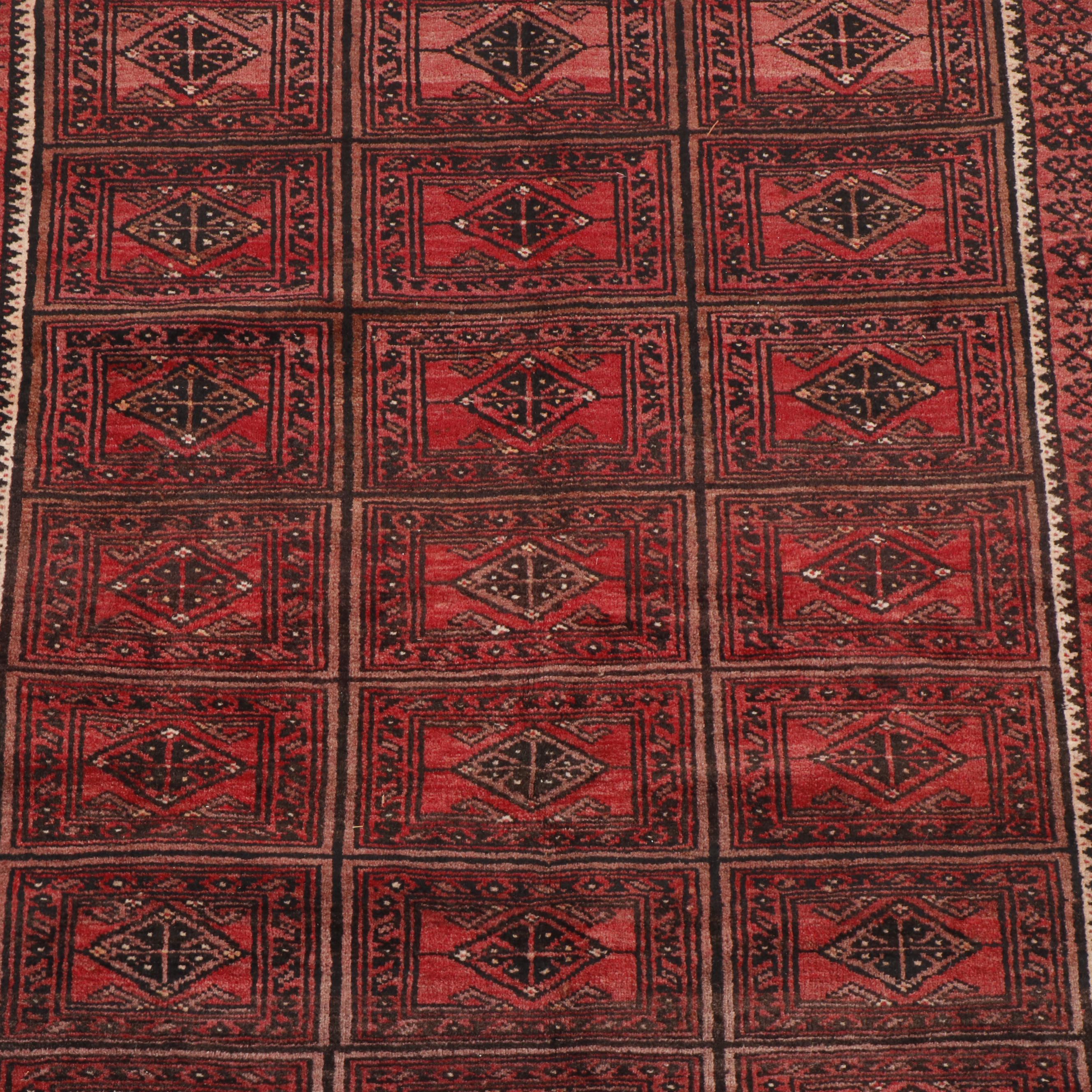 Hand-Knotted Turkmen Wool Rug