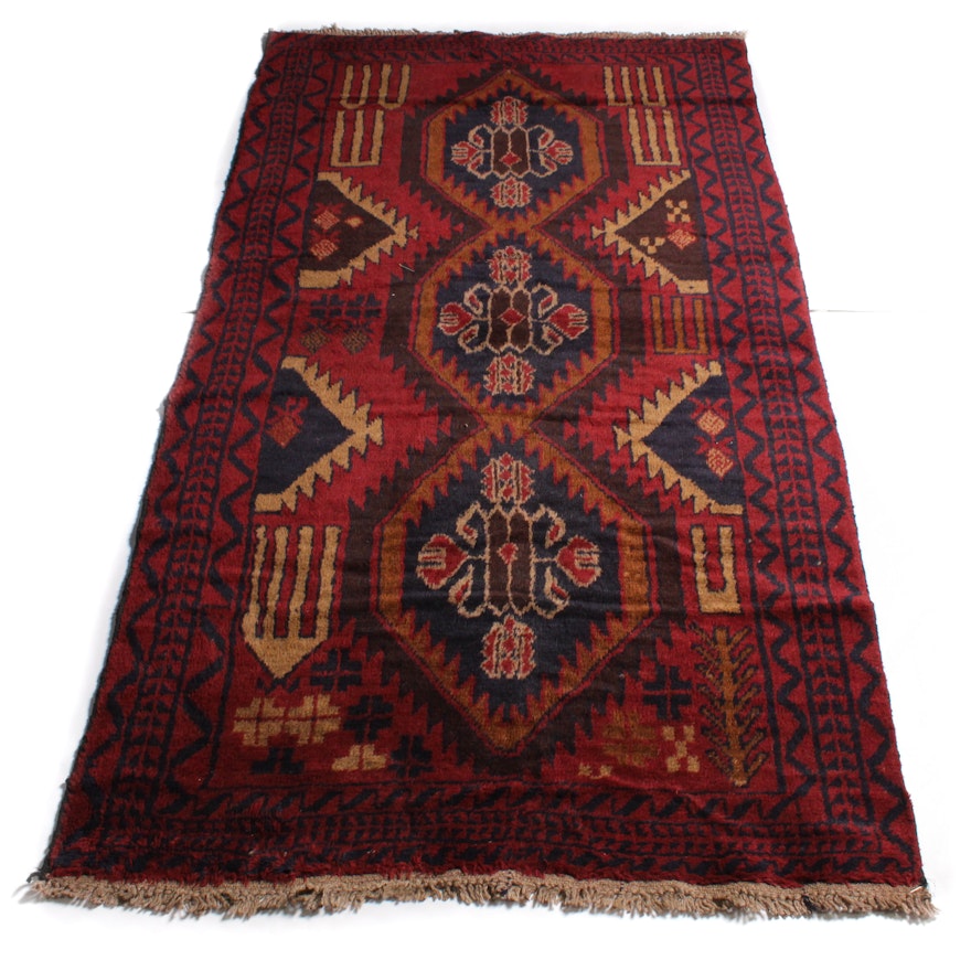 3'6 x 6'8 Hand-Knotted Afghan Kazak Rug