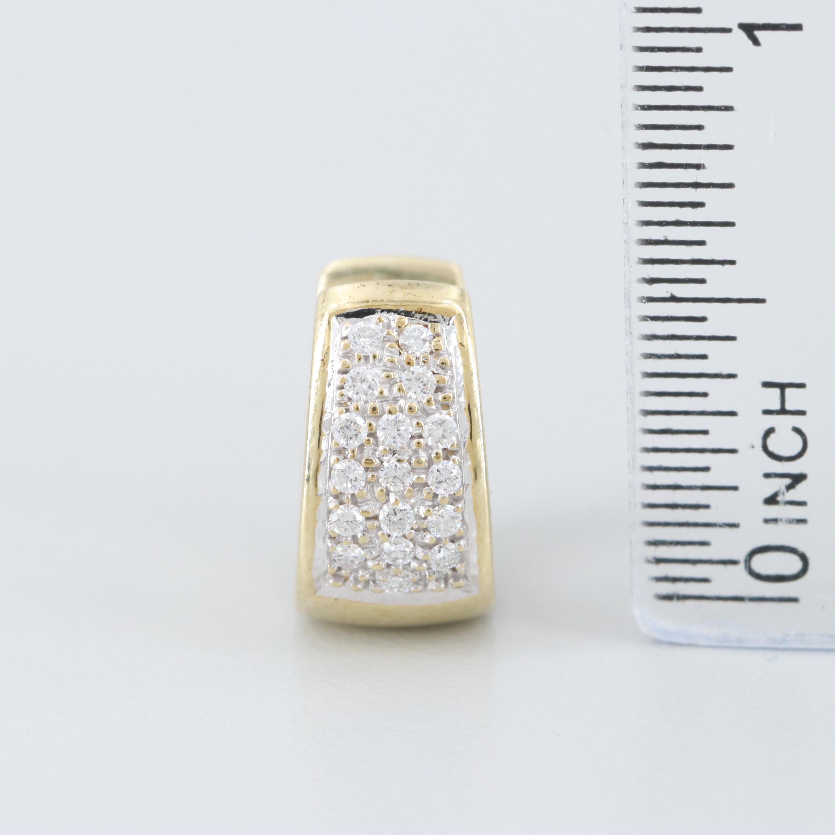 14K Yellow Gold Diamond Huggie Earrings