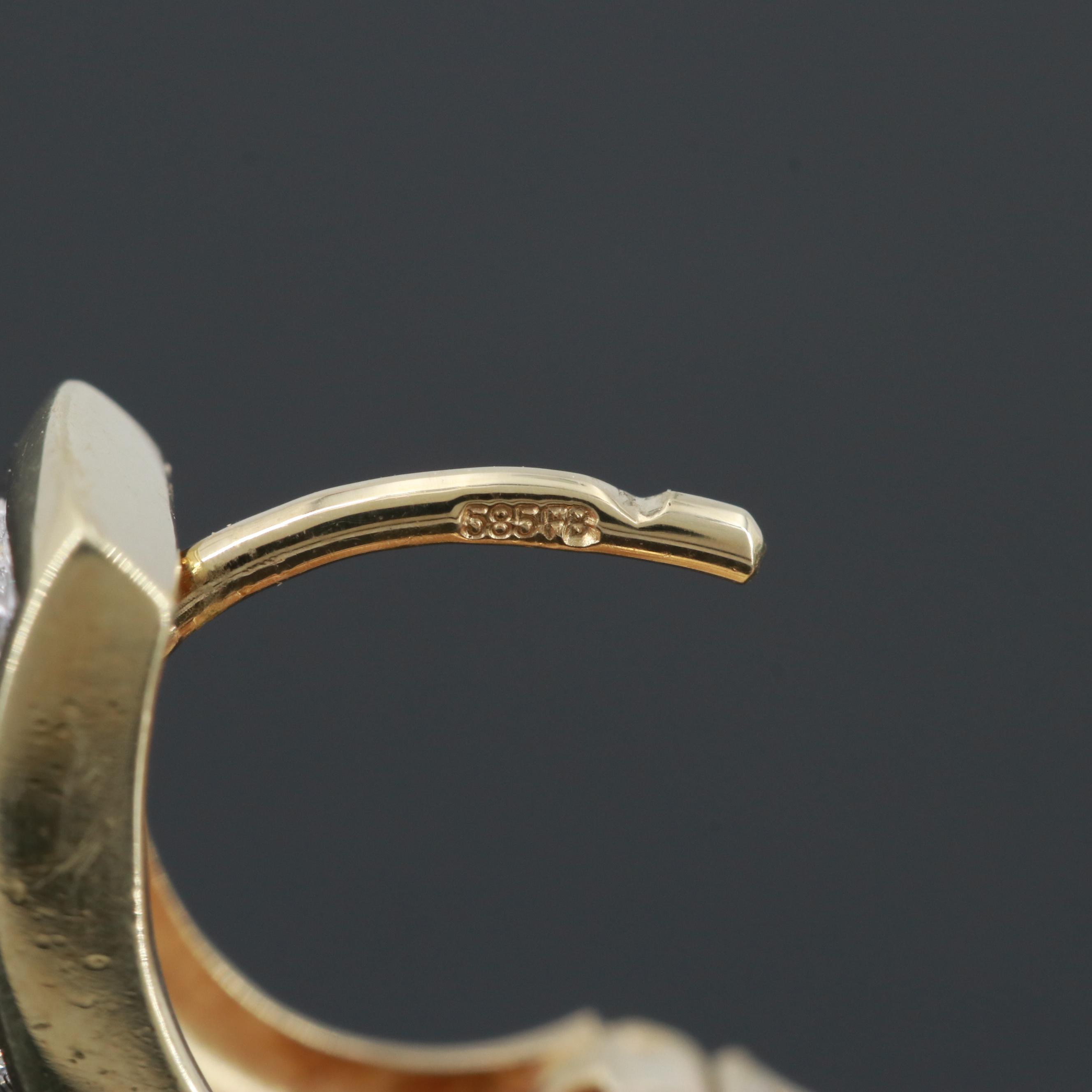 14K Yellow Gold Diamond Huggie Earrings