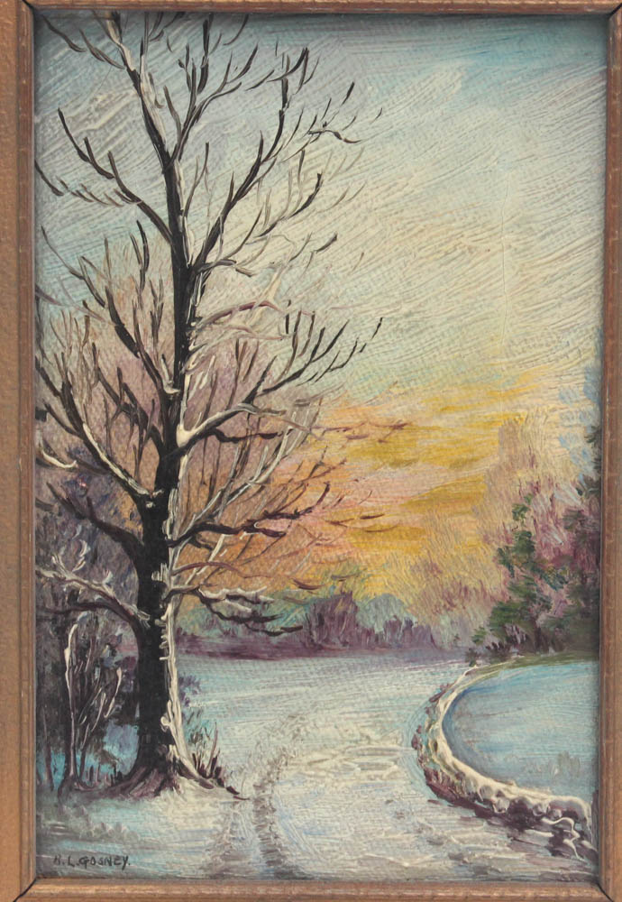 R. L. Gosney Miniature Winter Landscape Oil Painting