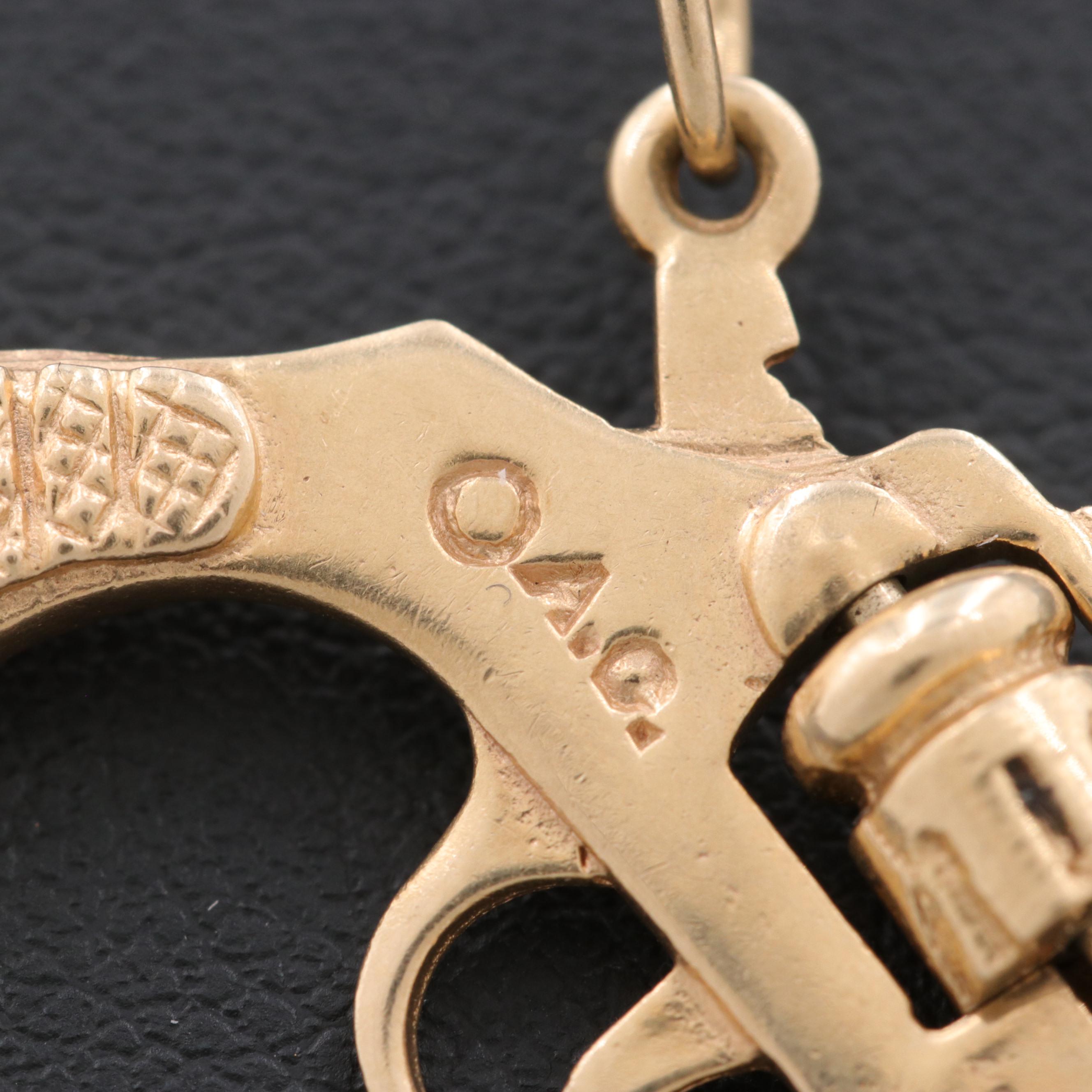 14K Yellow Gold Articulated Revolver Pendant