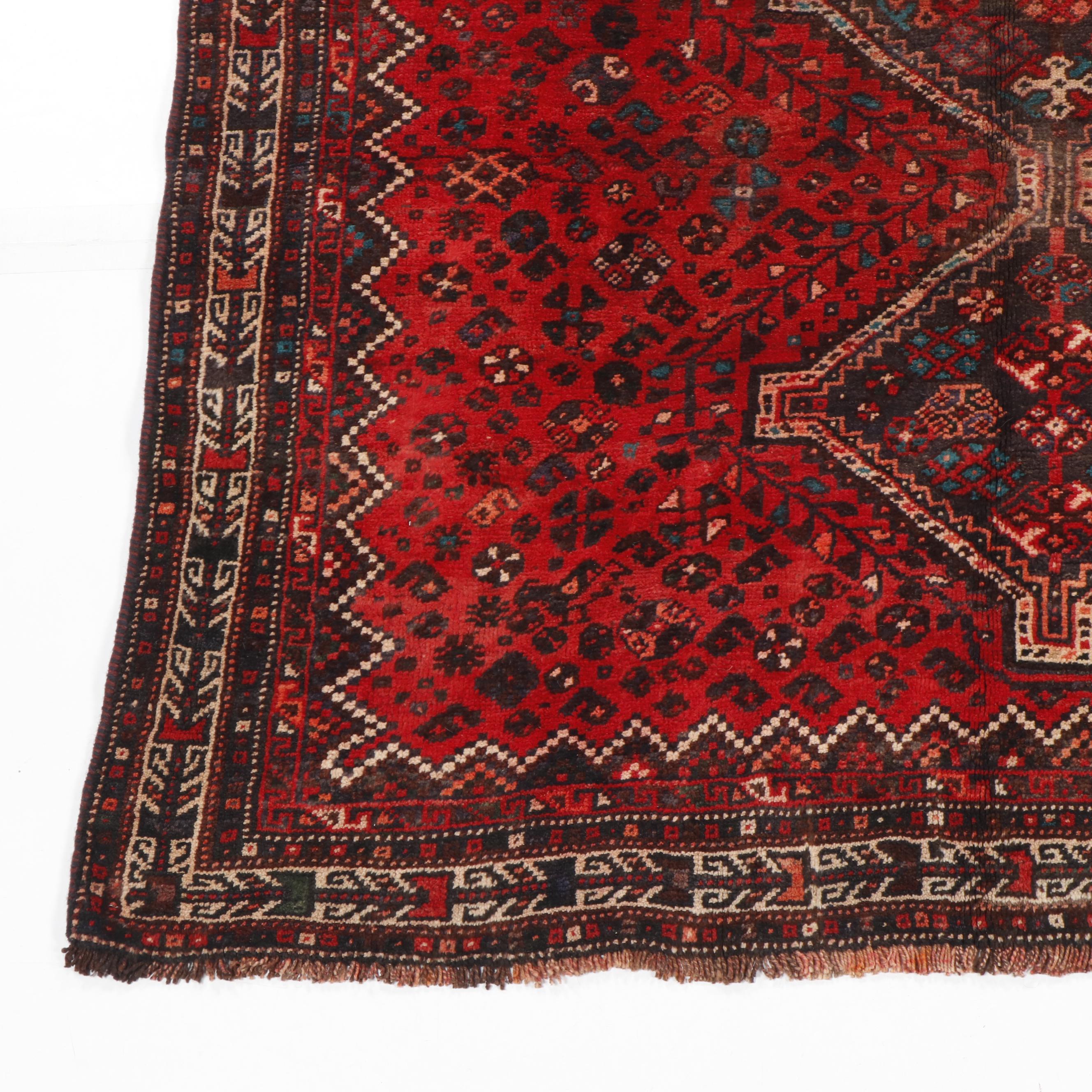 Hand-Knotted Persian Qashqai Wool Rug