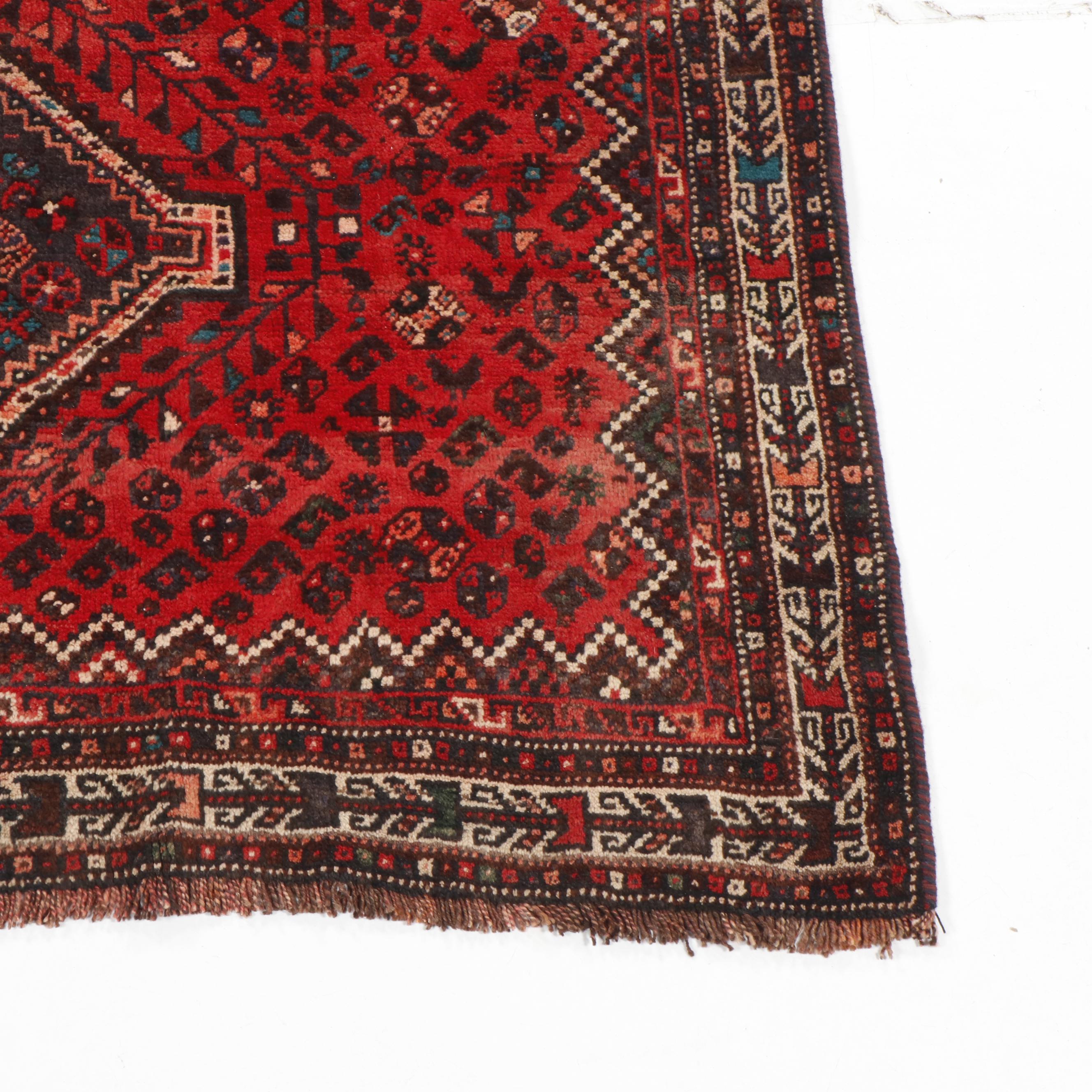 Hand-Knotted Persian Qashqai Wool Rug