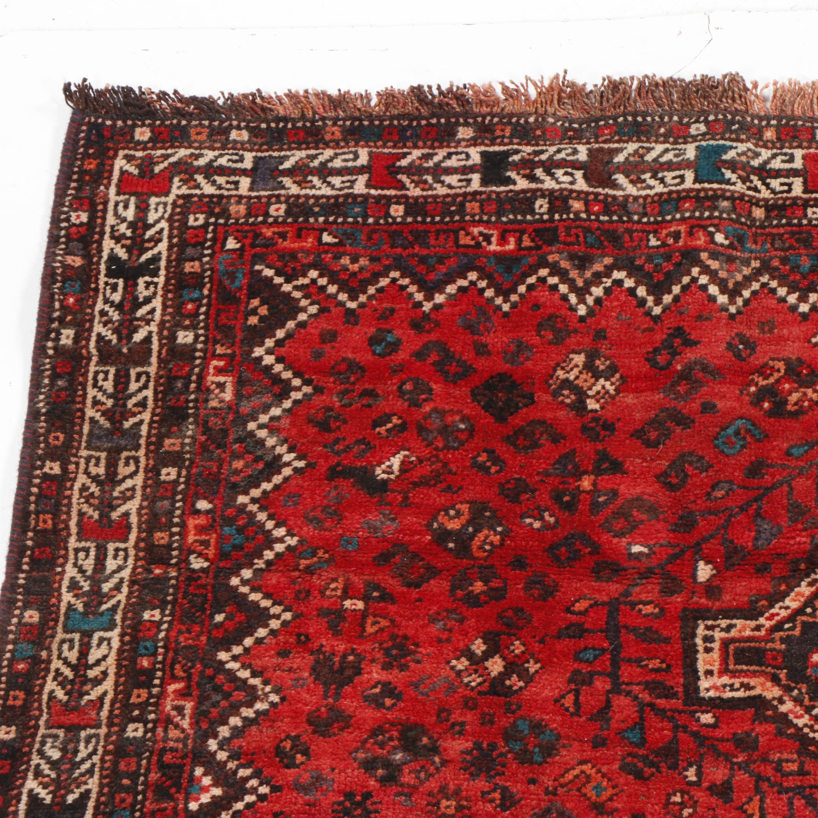 Hand-Knotted Persian Qashqai Wool Rug