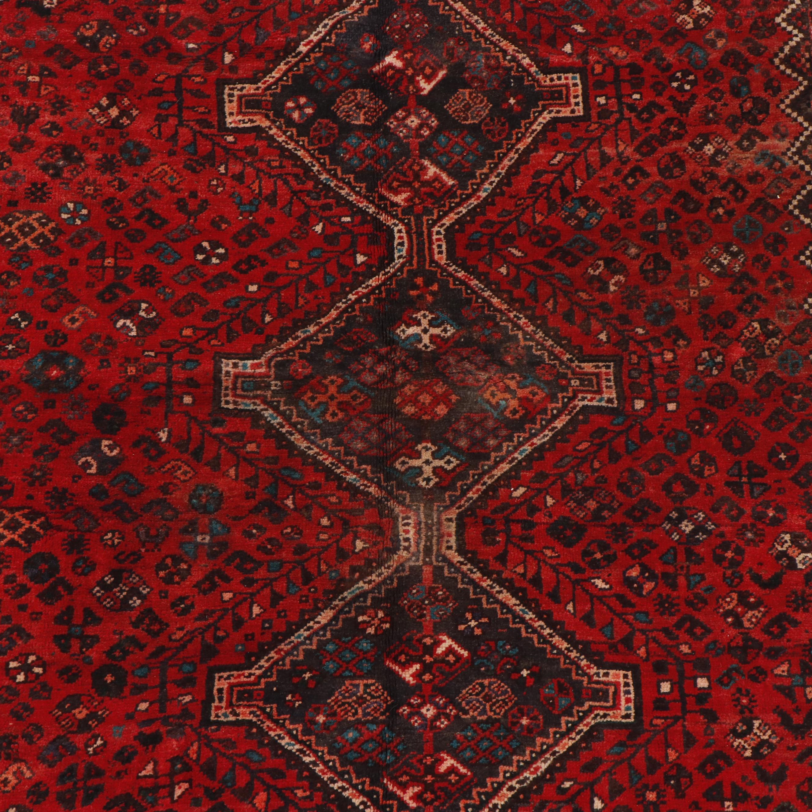 Hand-Knotted Persian Qashqai Wool Rug