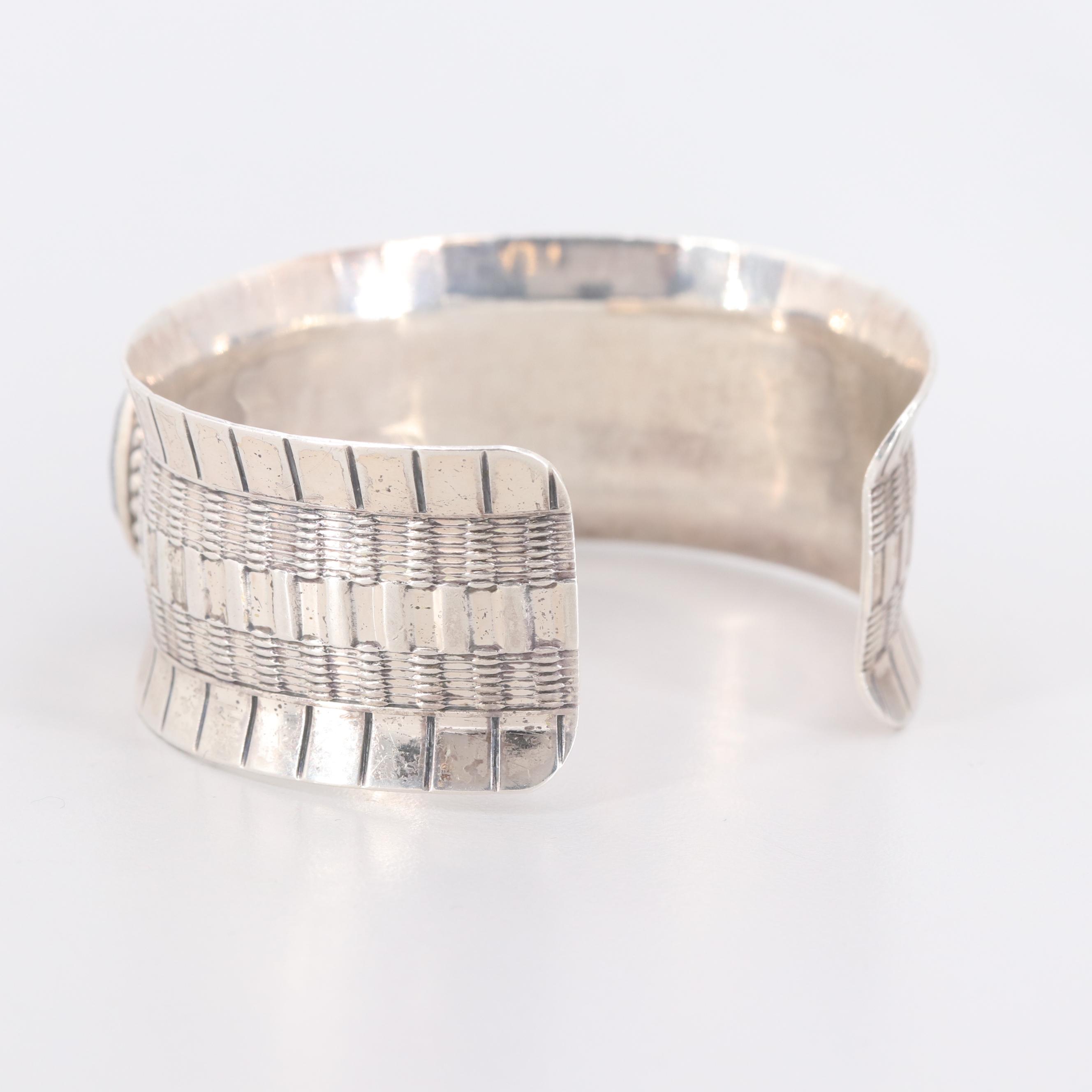 Silver Sterling Imitation Hematite Bangle Bracelet