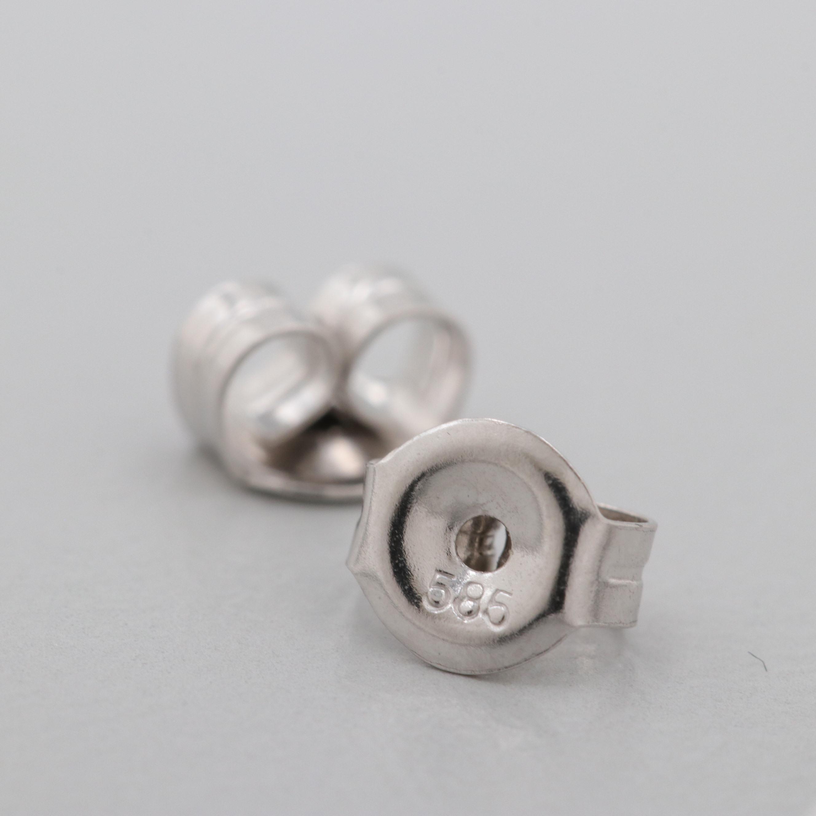 14K White Gold Cultured Pearl and Diamond Stud Earrings