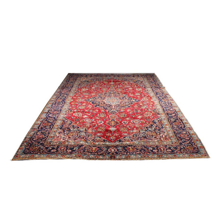 8'0 x 12'6 Hand-Knotted Persian Kashan Room Size Rug