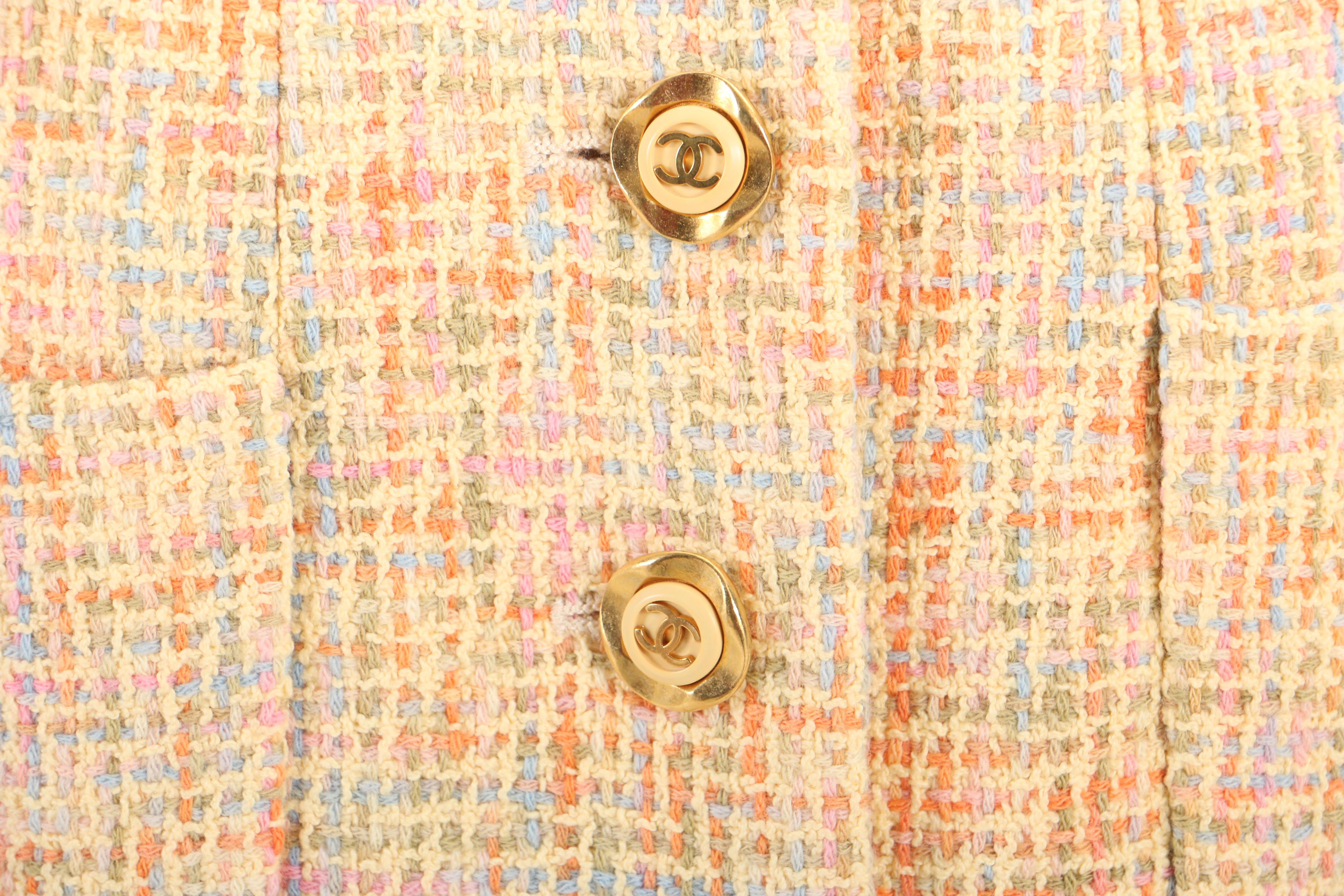 Chanel Boutique Spring/Summer 1994 Collection Pastel Cotton Blend Skirt Suit