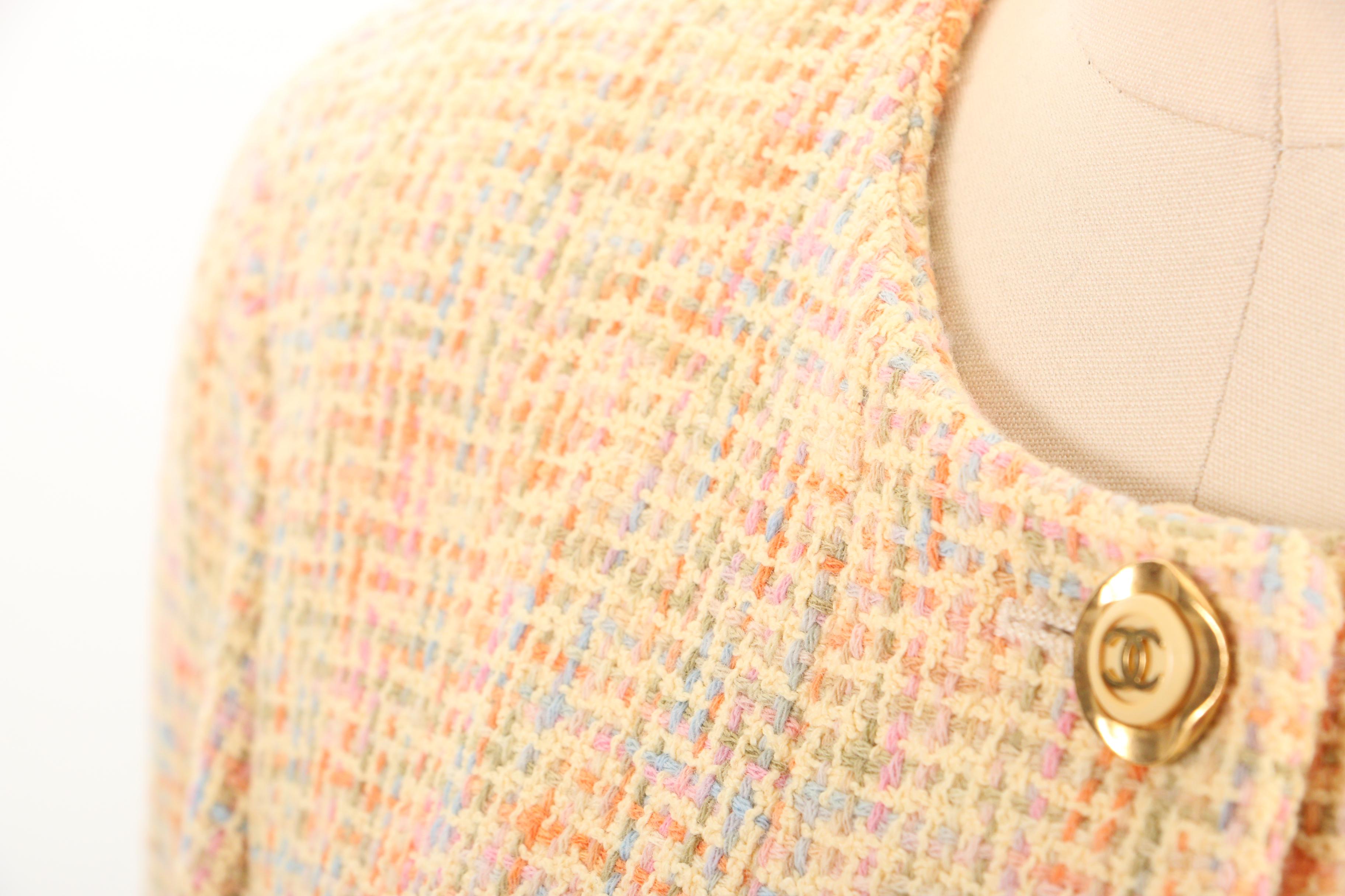 Chanel Boutique Spring/Summer 1994 Collection Pastel Cotton Blend Skirt Suit