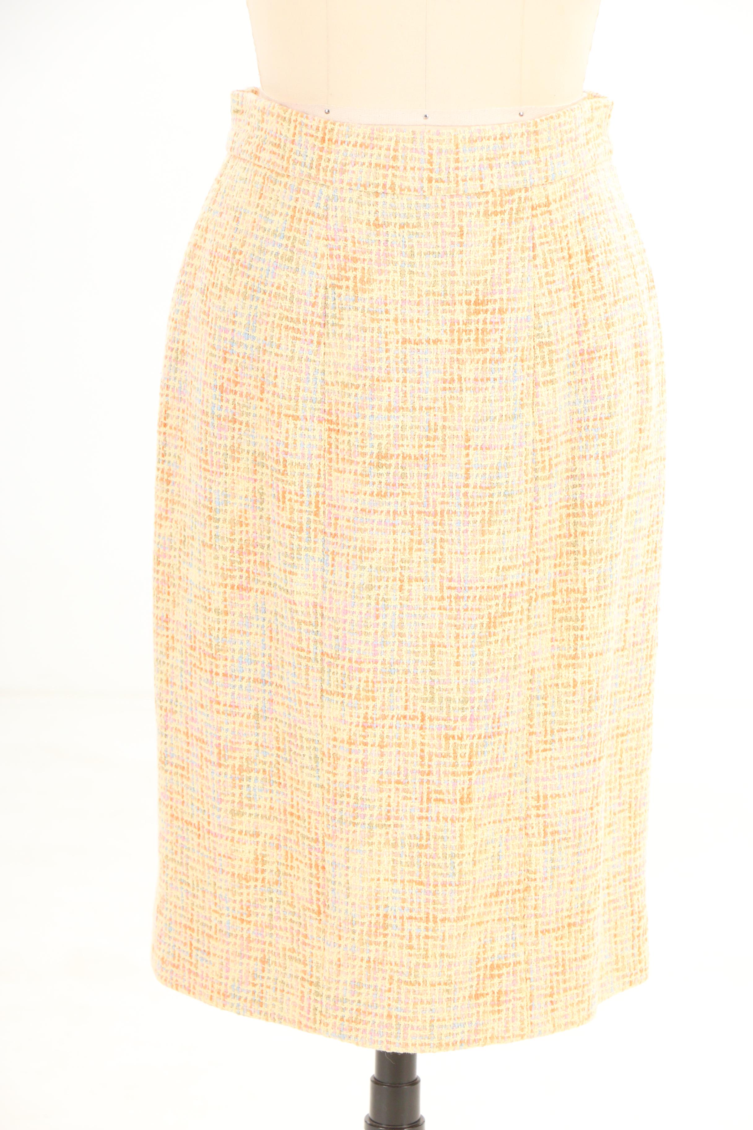 Chanel Boutique Spring/Summer 1994 Collection Pastel Cotton Blend Skirt Suit