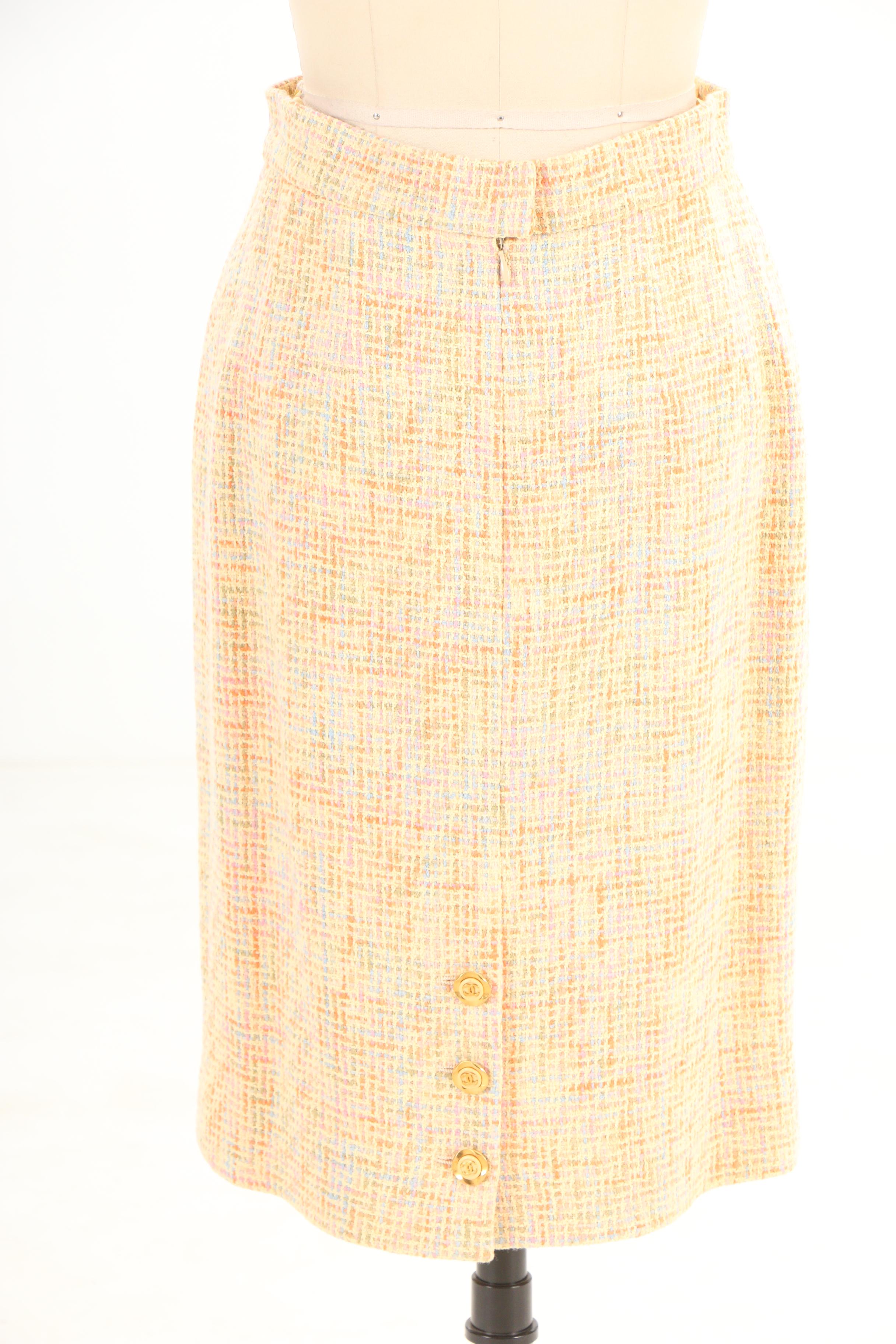 Chanel Boutique Spring/Summer 1994 Collection Pastel Cotton Blend Skirt Suit