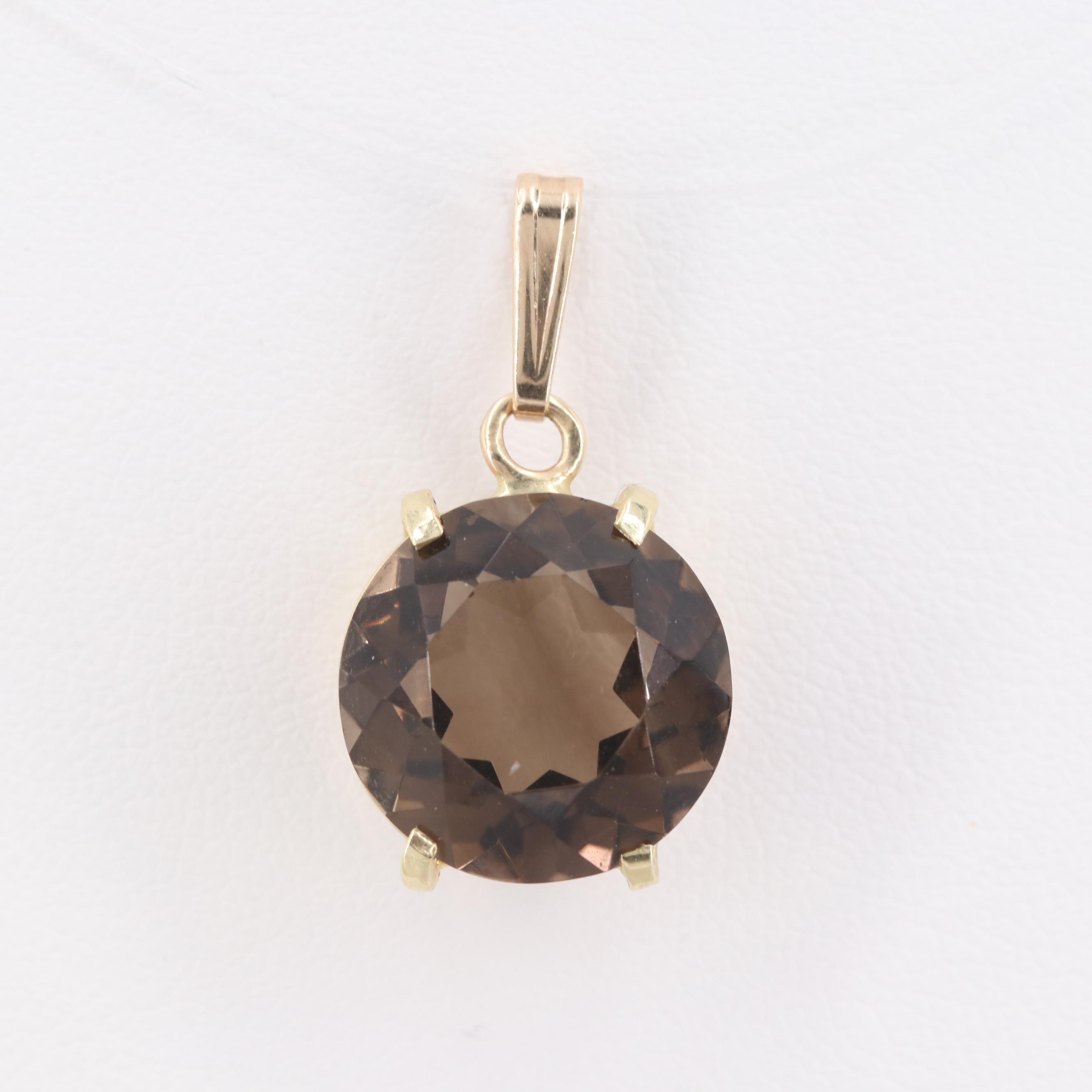 14K Yellow Gold Smoky Quartz Pendant