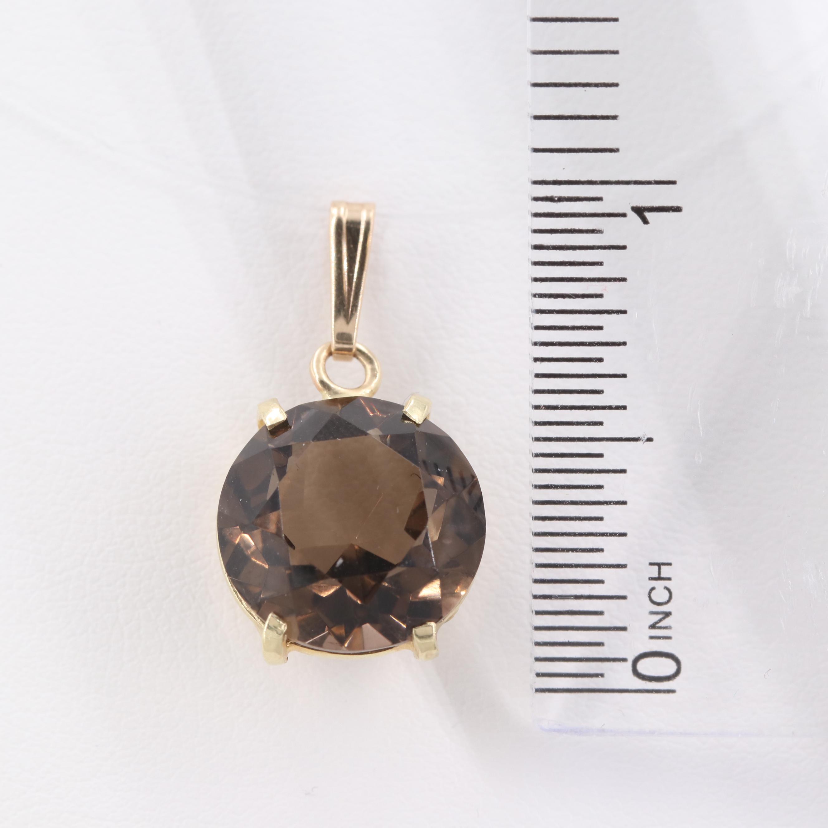 14K Yellow Gold Smoky Quartz Pendant
