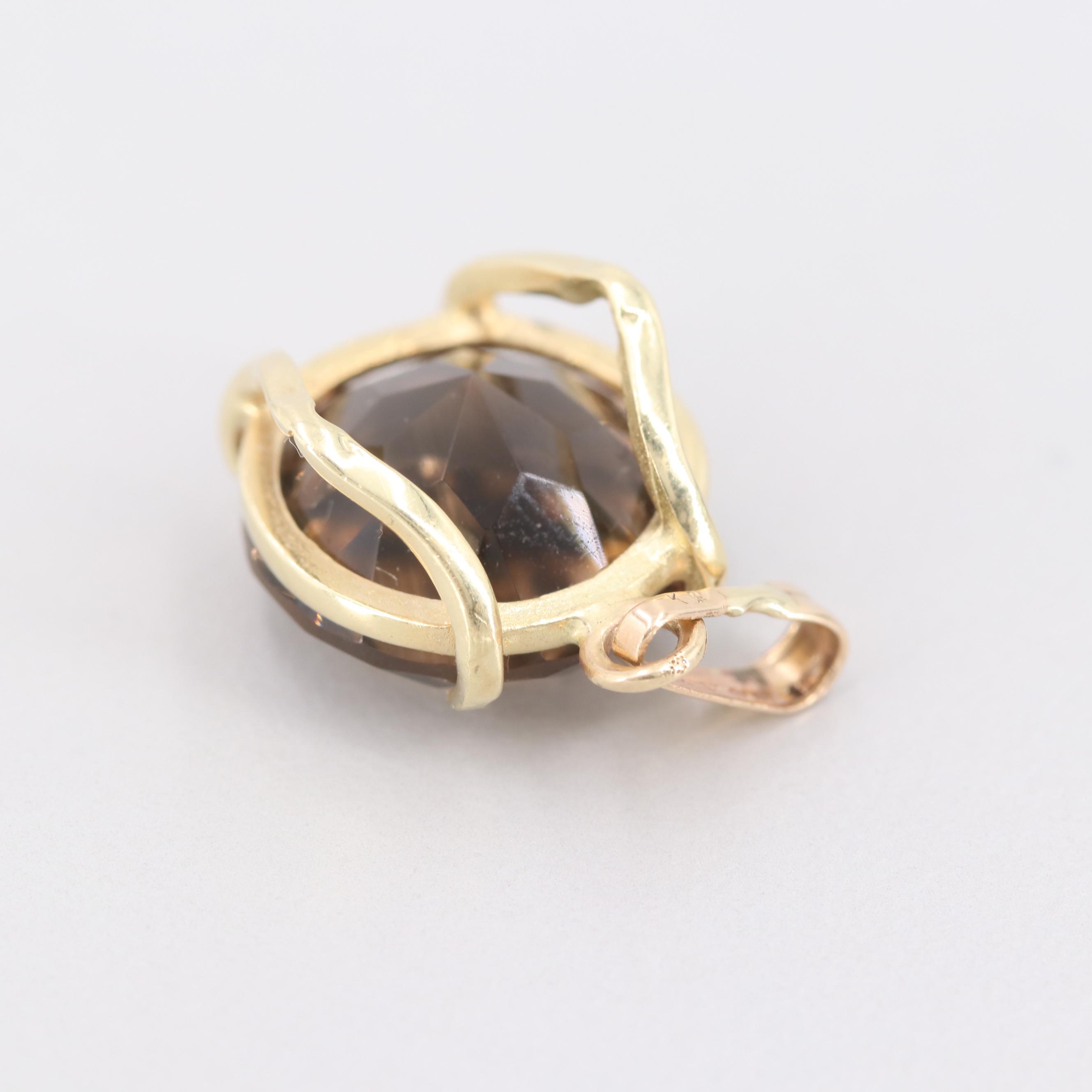 14K Yellow Gold Smoky Quartz Pendant