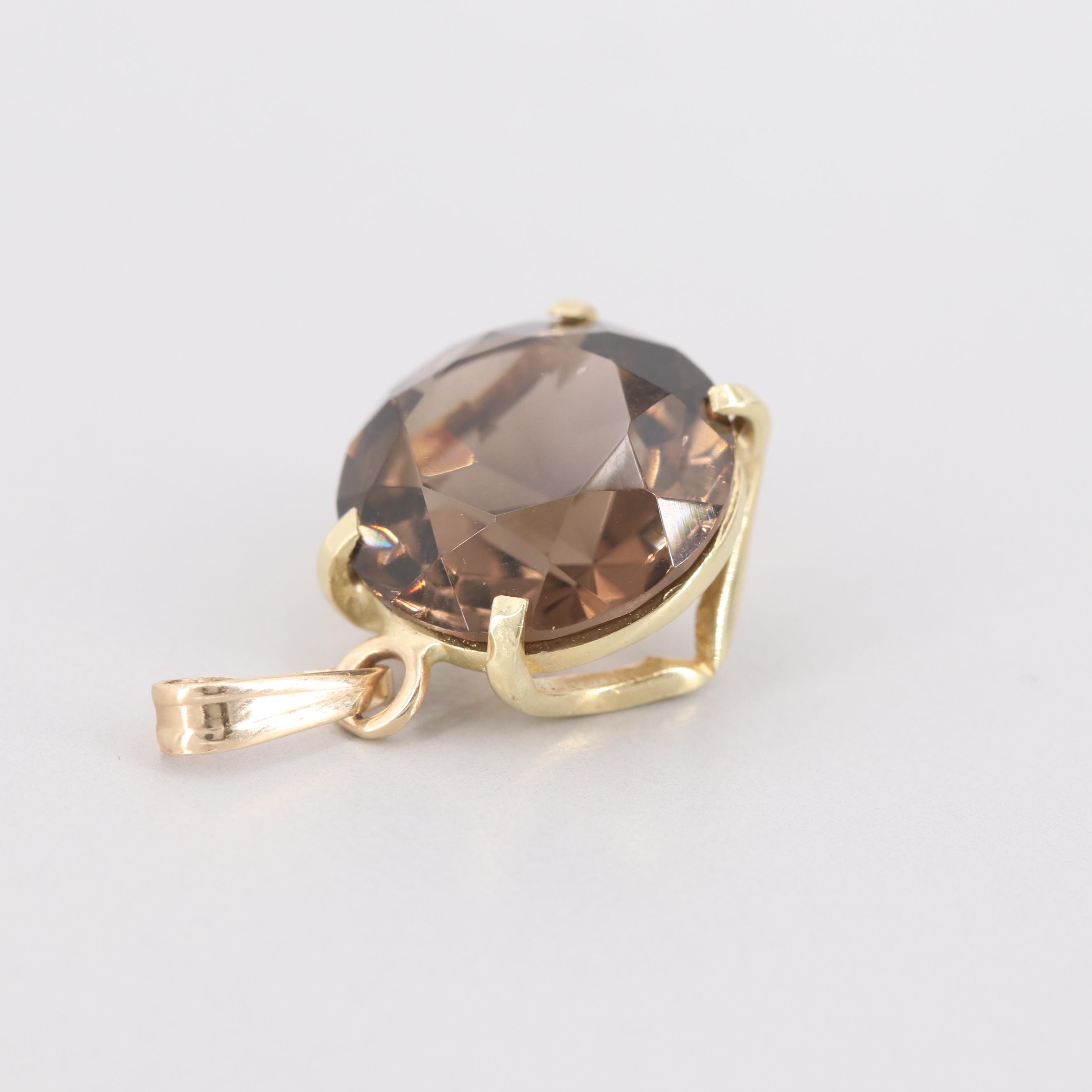 14K Yellow Gold Smoky Quartz Pendant