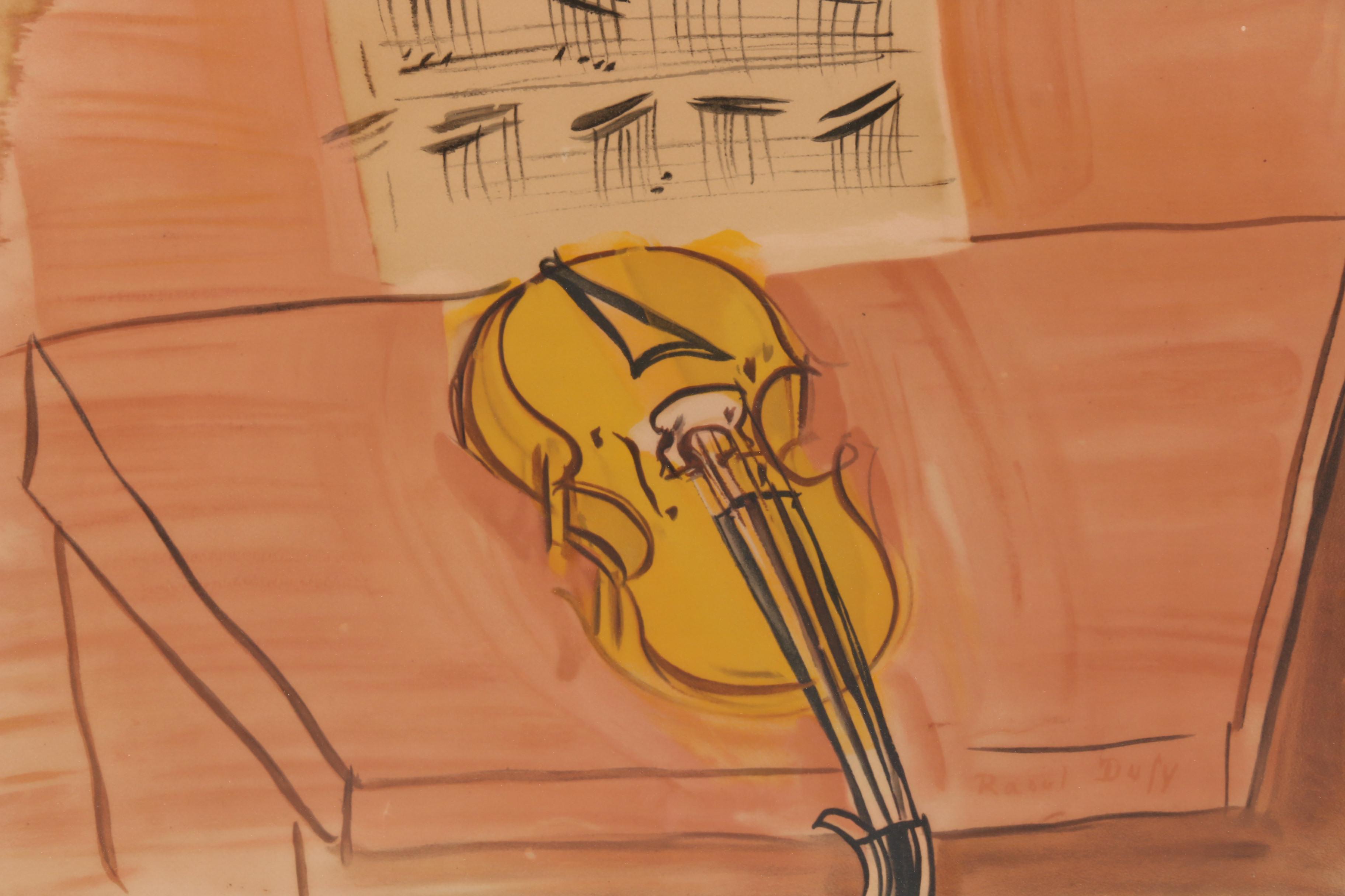 Raoul Dufy Lithograph of Violin and Sheet Music