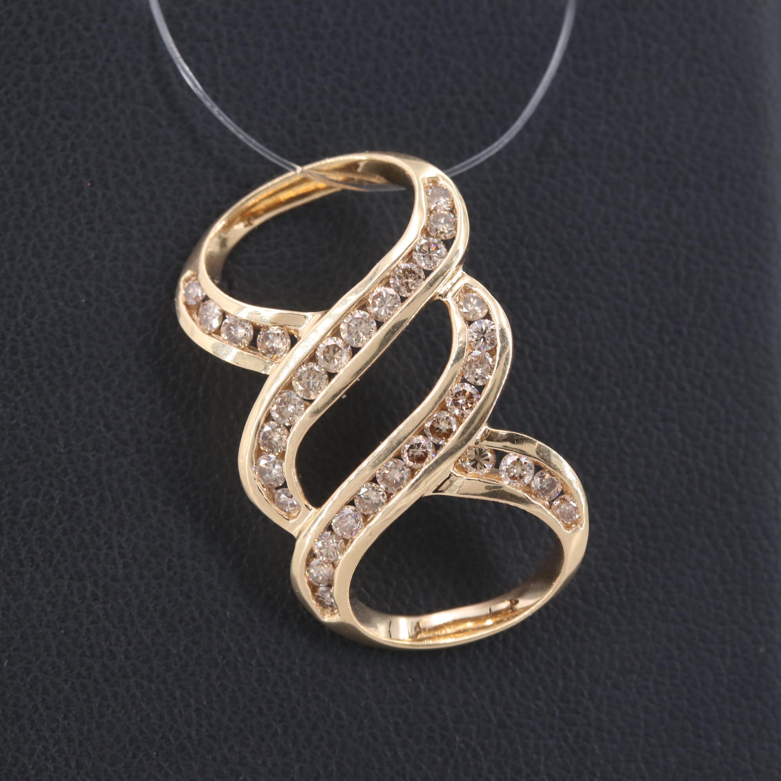 14K Yellow Gold Diamond Slide Pendant