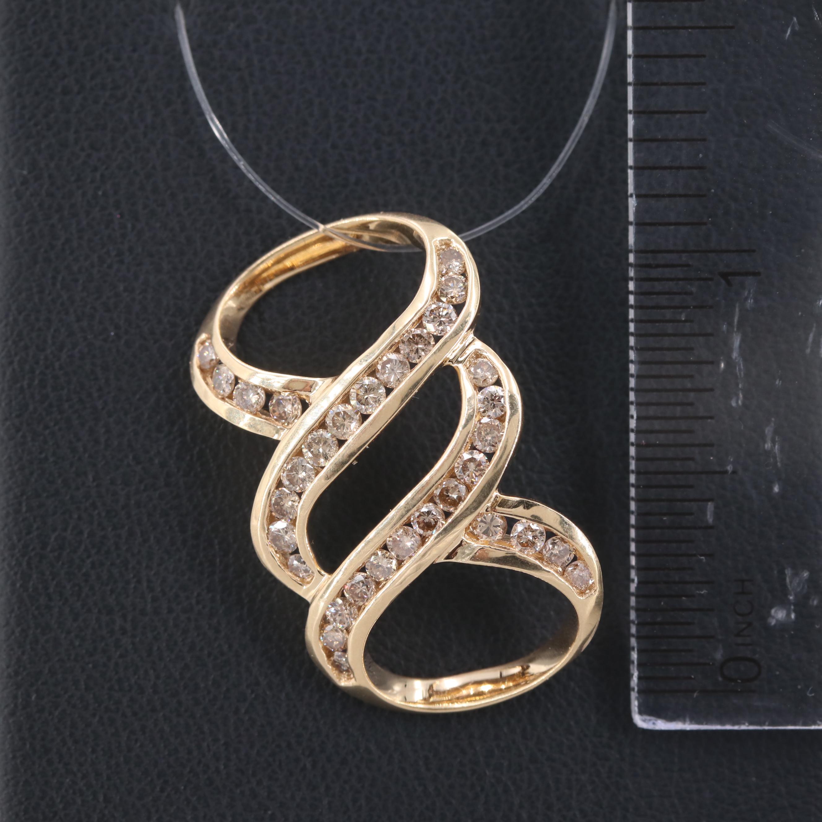 14K Yellow Gold Diamond Slide Pendant