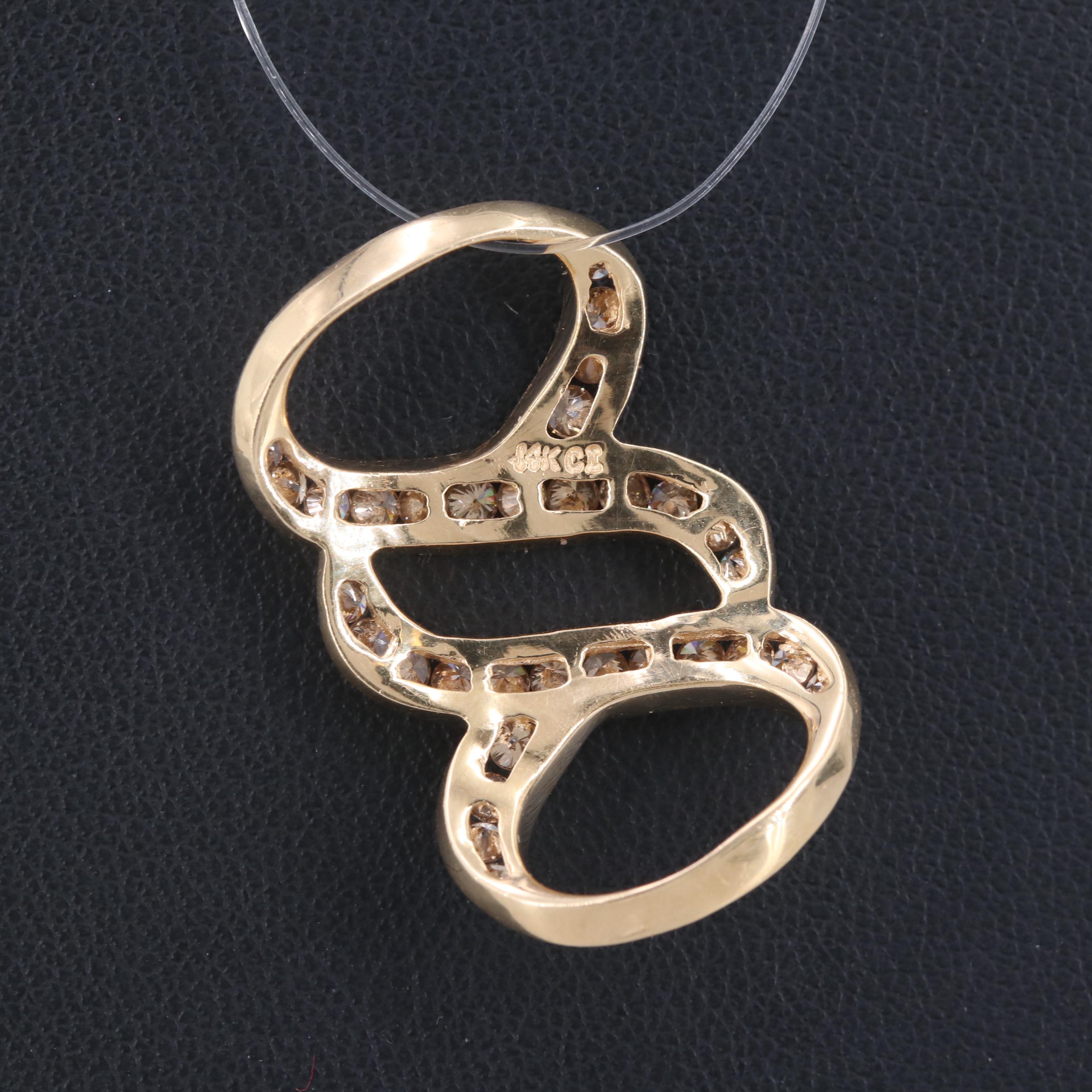 14K Yellow Gold Diamond Slide Pendant