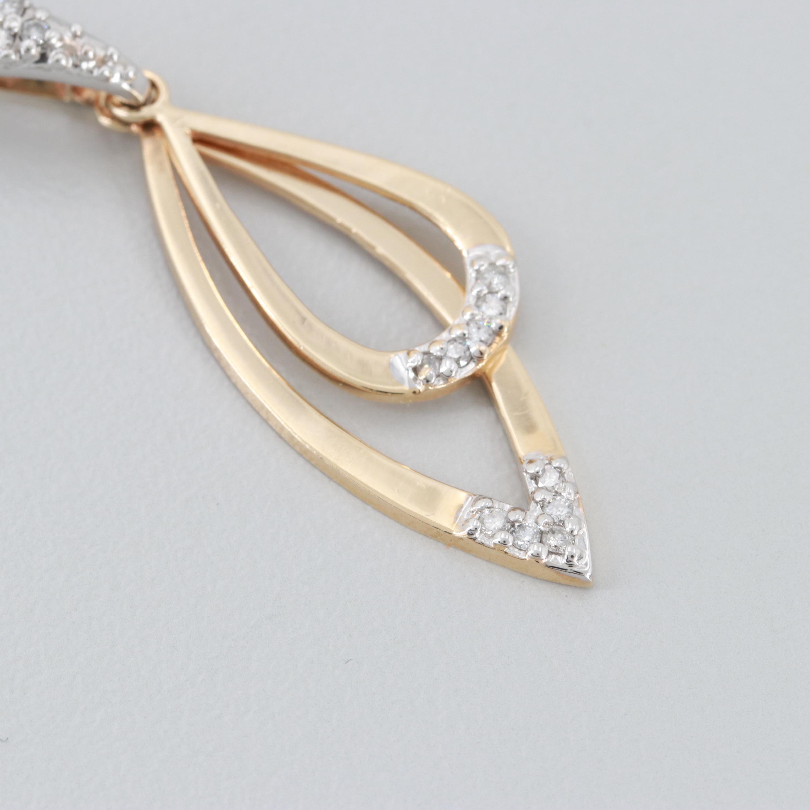 14K Yellow Gold Diamond Pendant