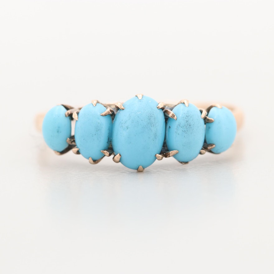 Victorian 10K Yellow Gold Imitation Turquoise Ring