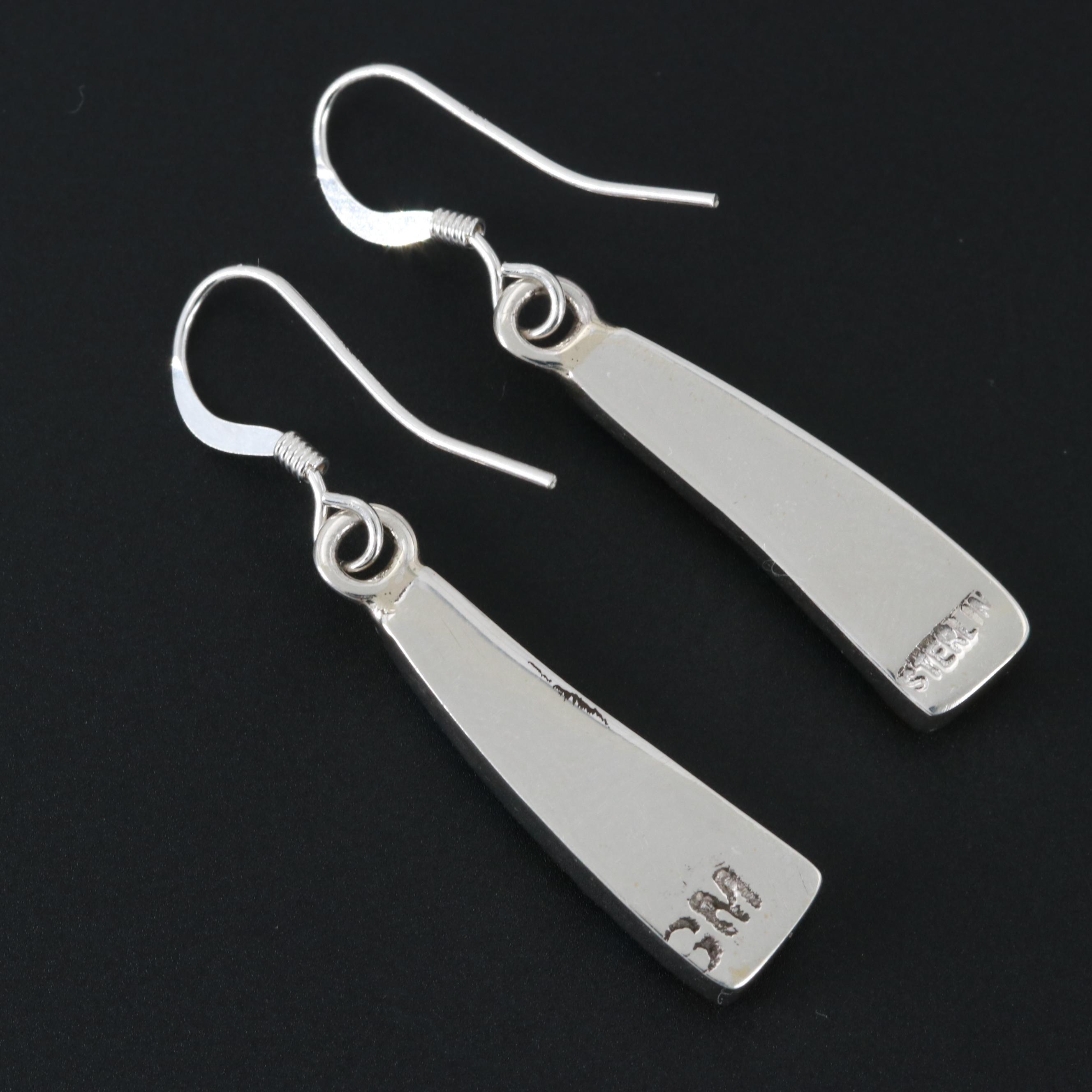 Southwestern Style Sterling Silver Gemstone Dangle Earrings Including Turquoise