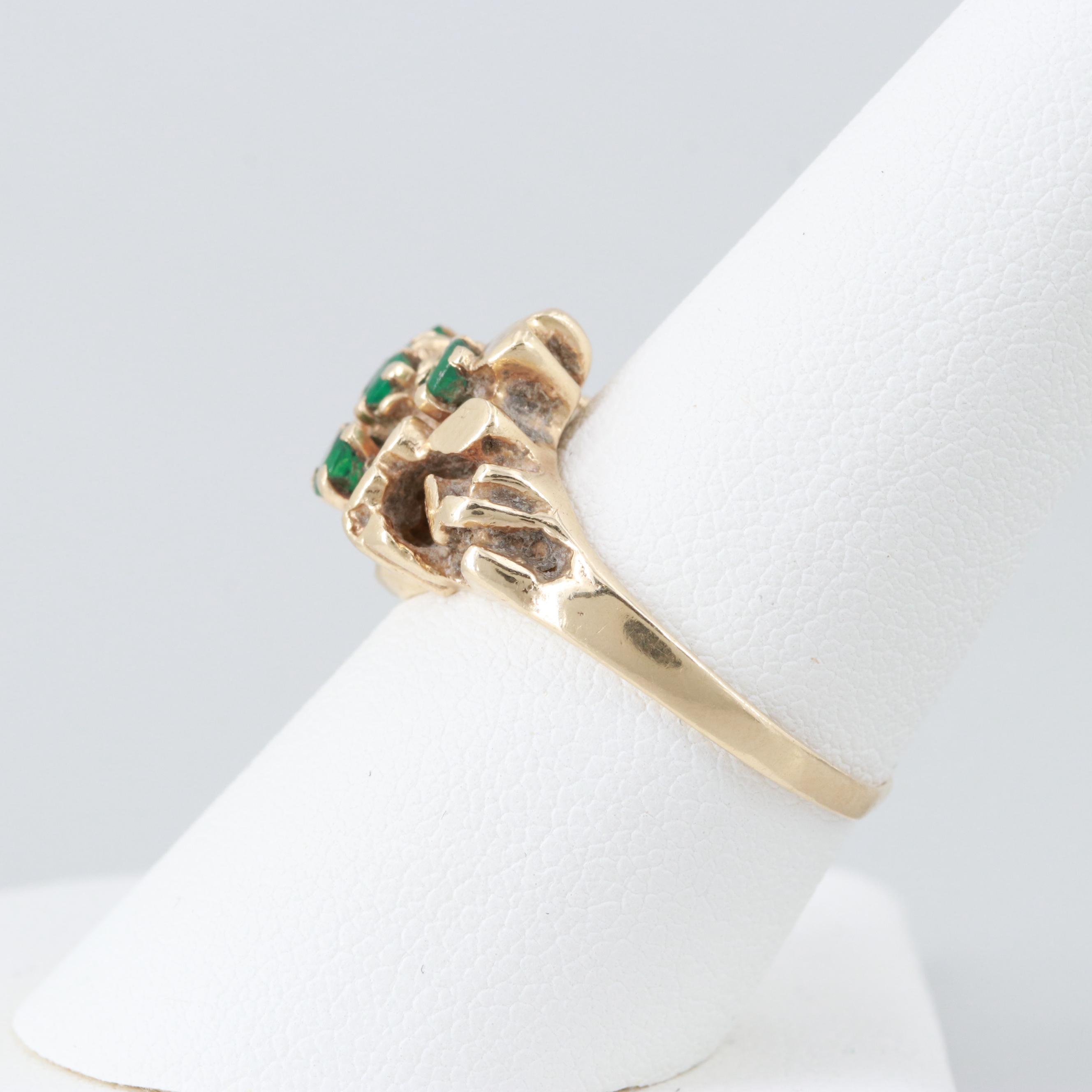 14K Yellow Gold Emerald Nugget Ring