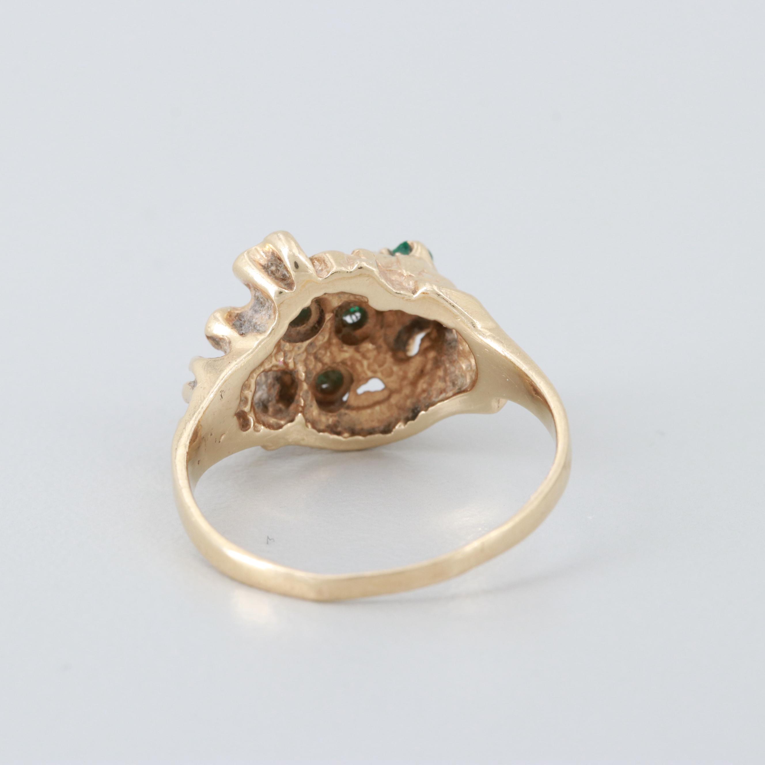 14K Yellow Gold Emerald Nugget Ring