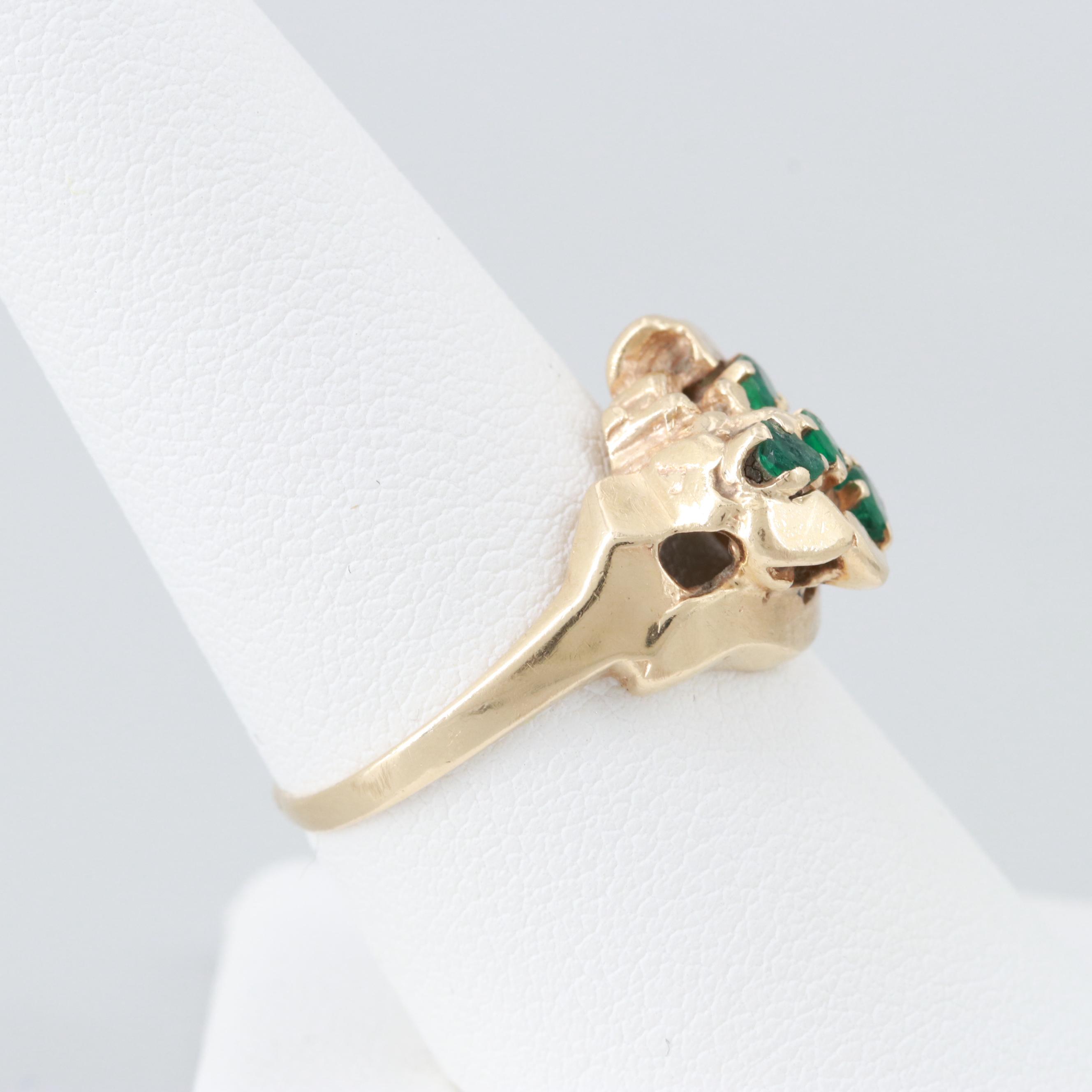 14K Yellow Gold Emerald Nugget Ring