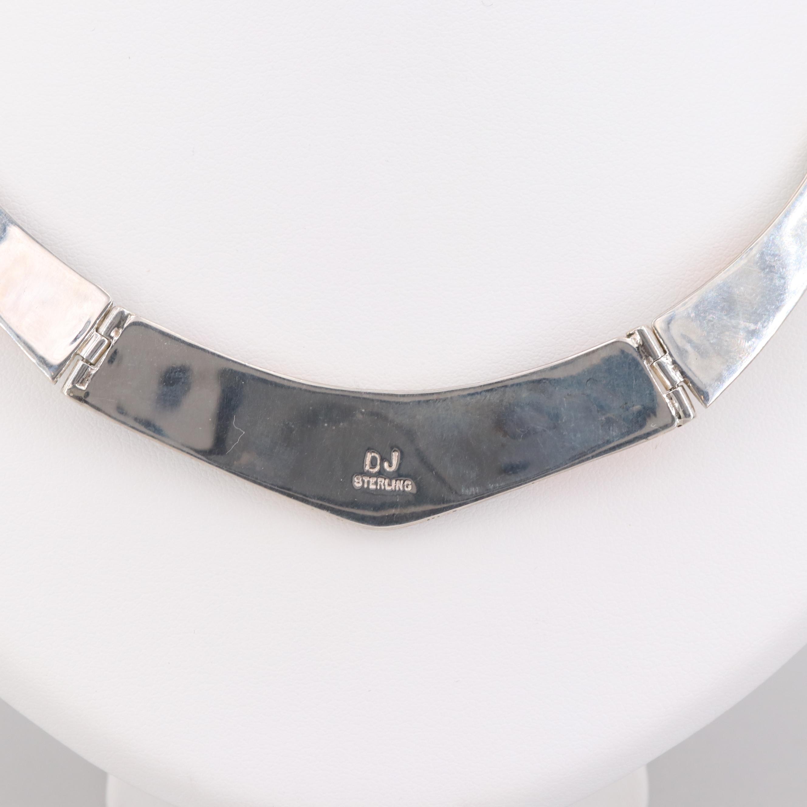Sterling Silver Spiny Oyster, Synthetic Opal, and Imitation Onyx Necklace