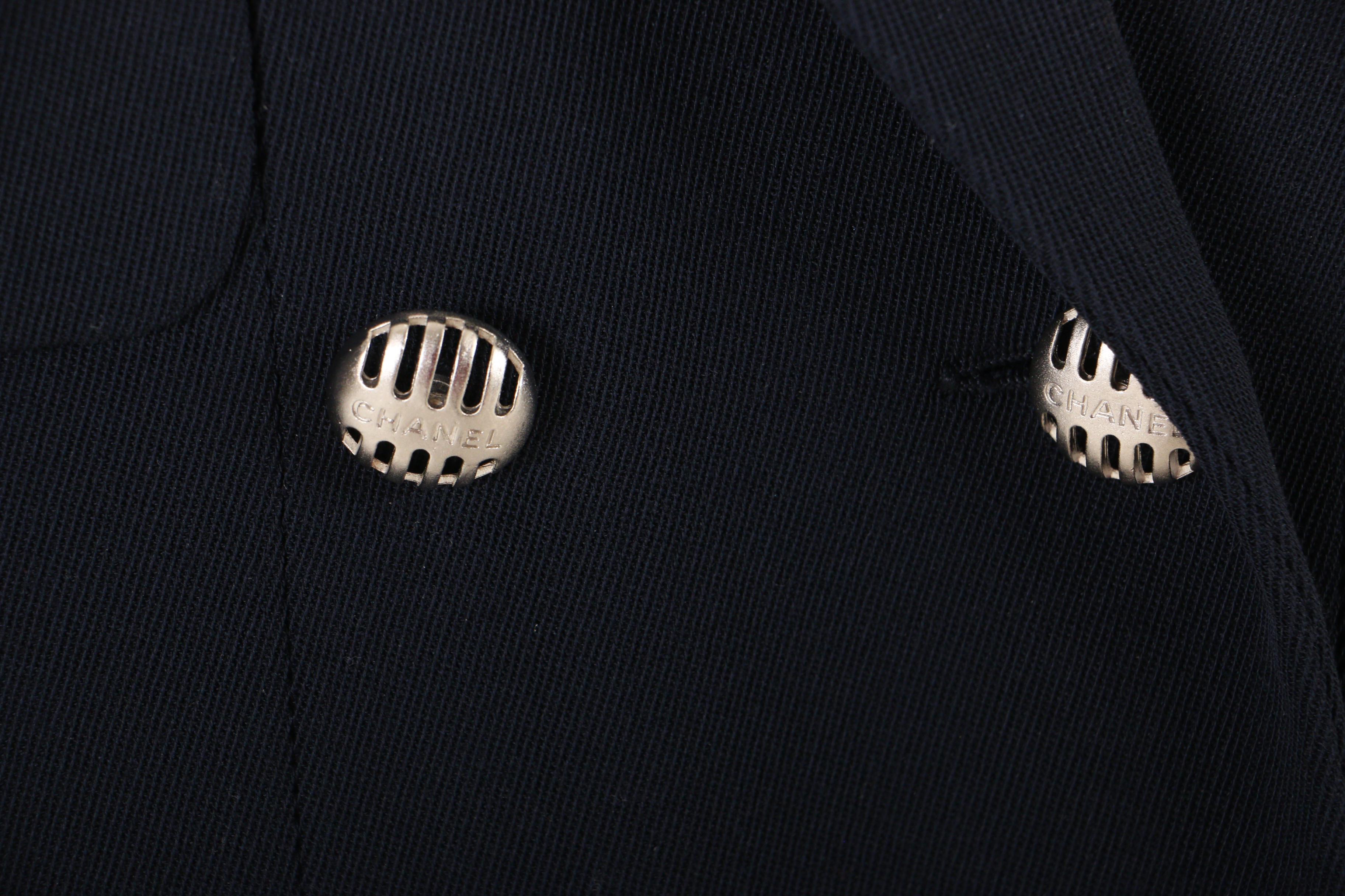 Chanel 1999 Collection Navy Blue Pantsuit with Silk Blouse