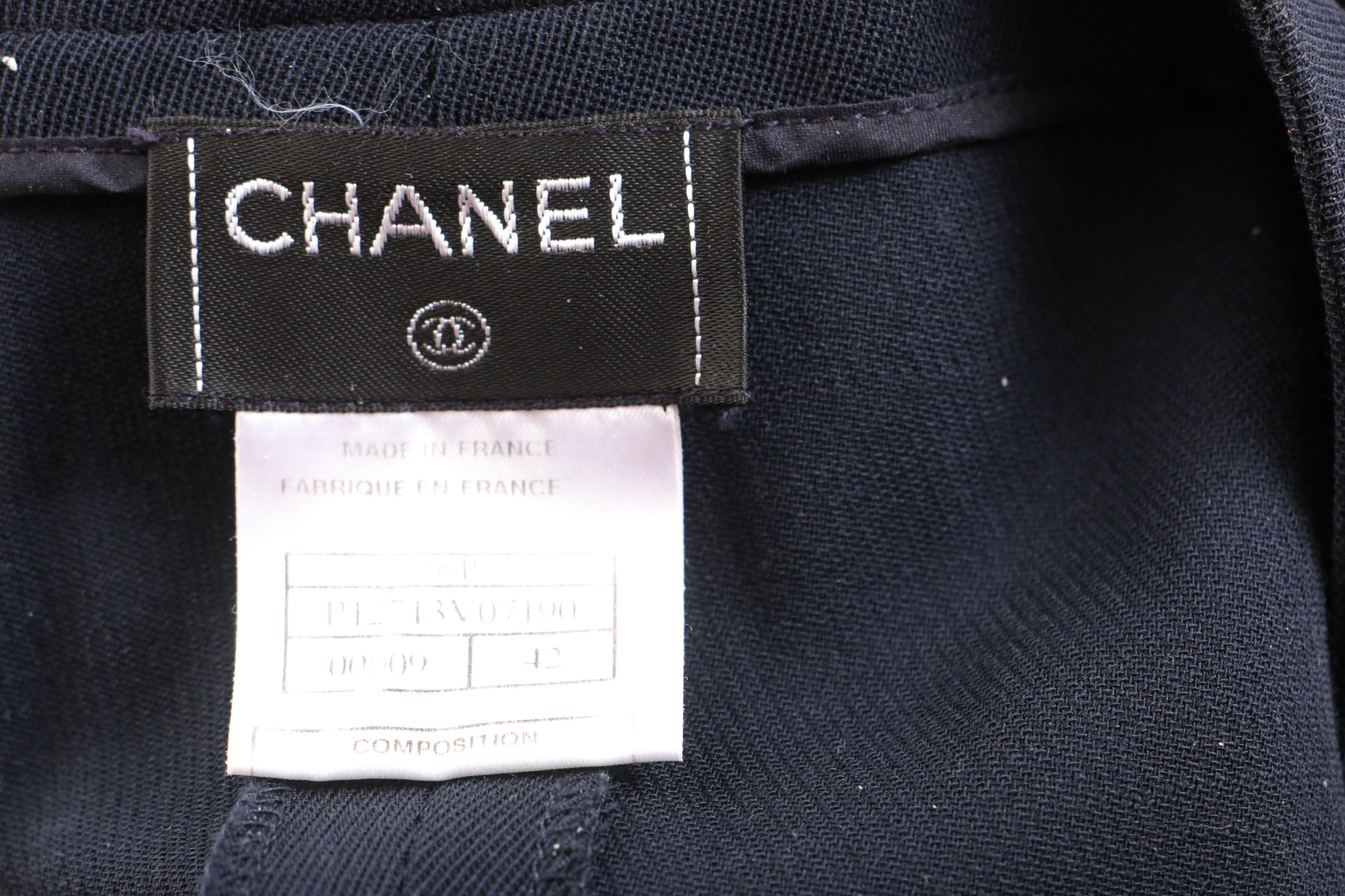 Chanel 1999 Collection Navy Blue Pantsuit with Silk Blouse