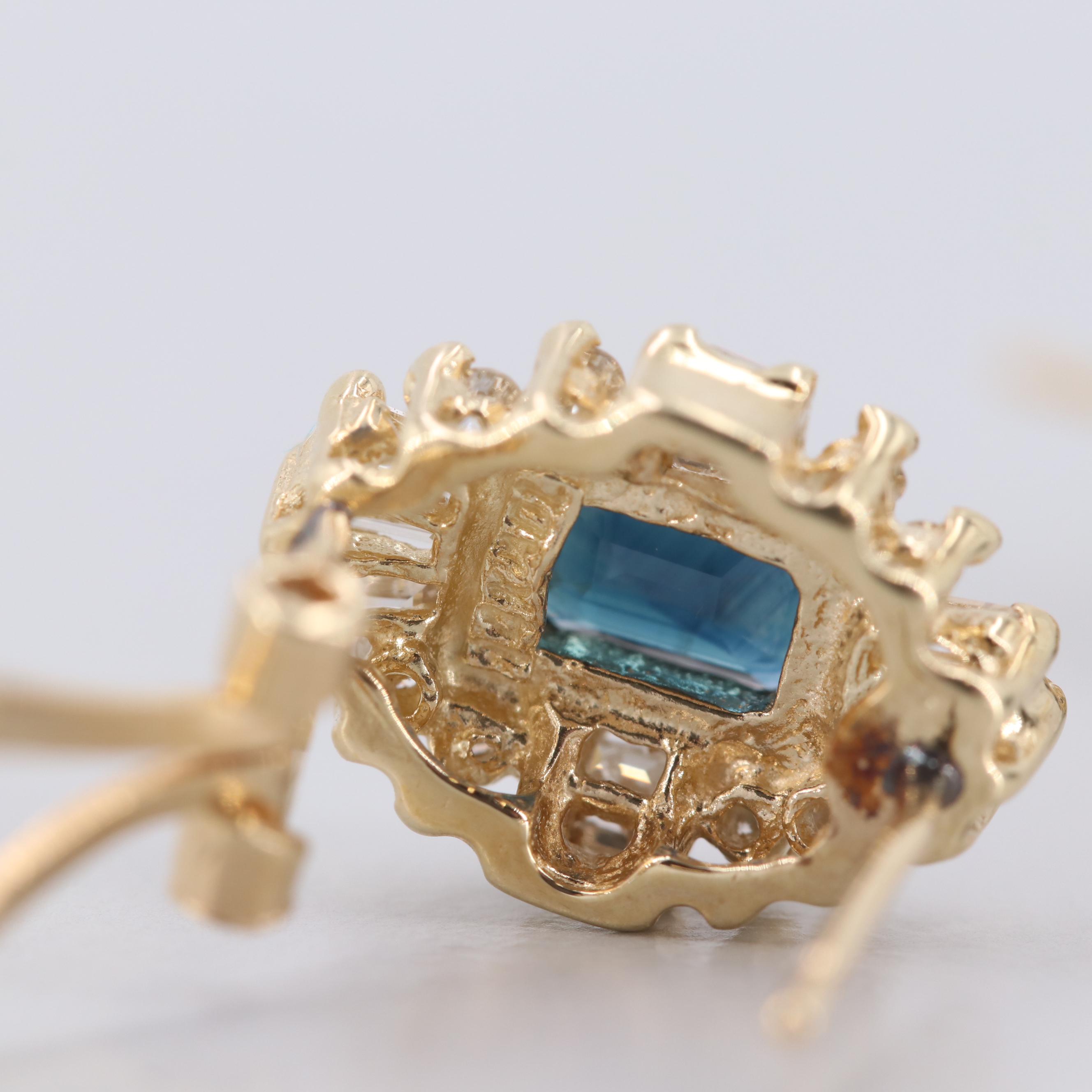 14K Yellow Gold Sapphire and Diamond Earrings