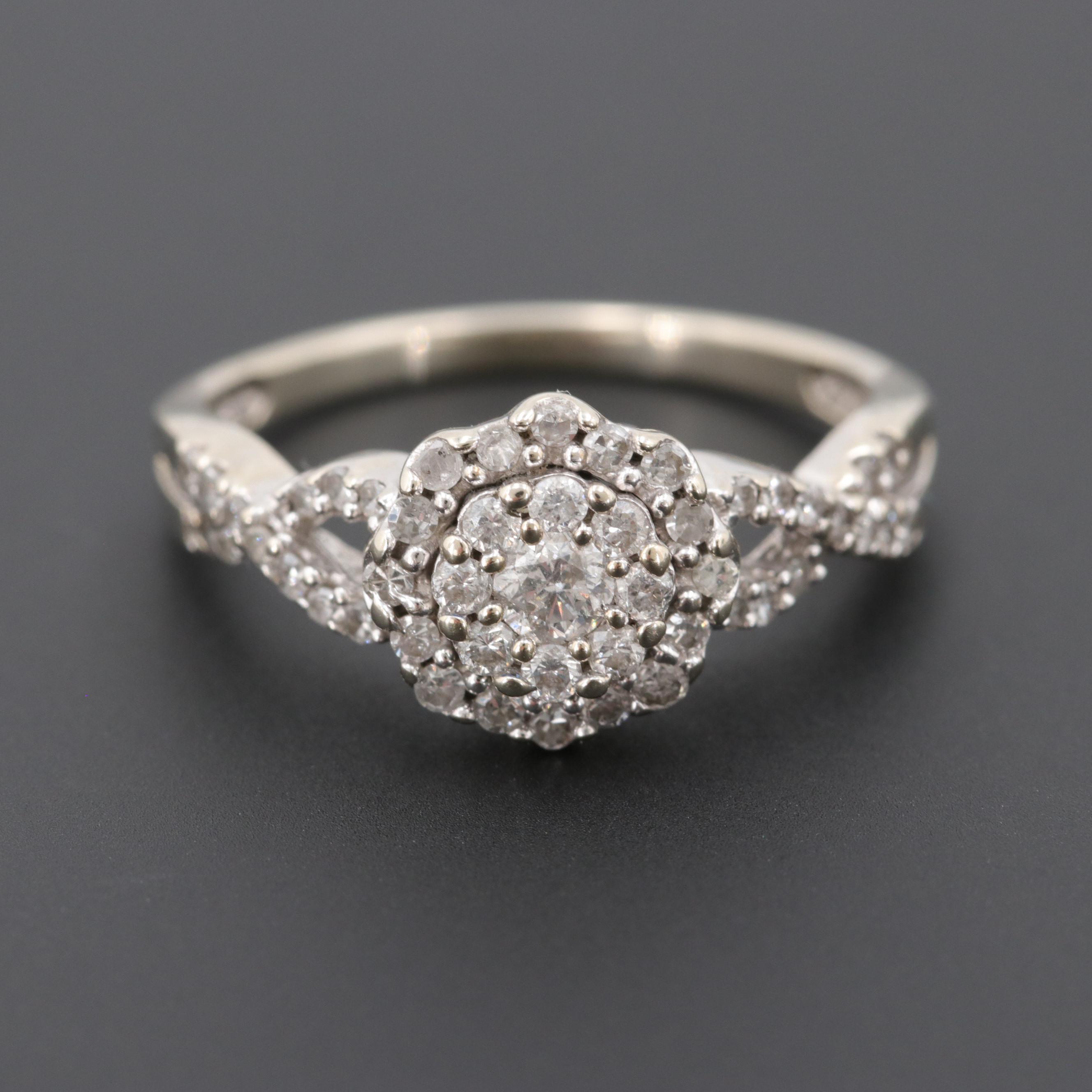 10K White Gold Diamond Ring
