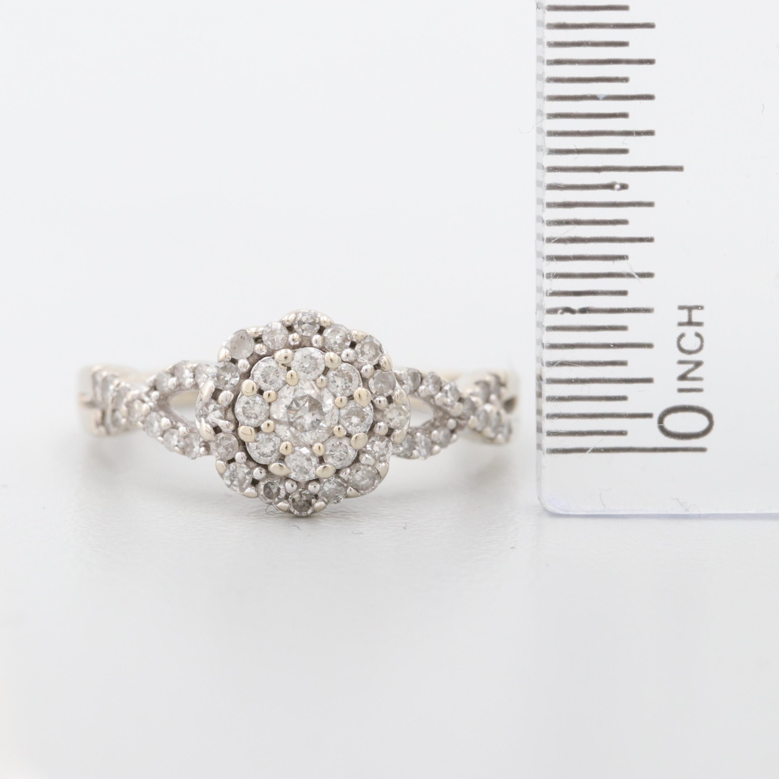 10K White Gold Diamond Ring