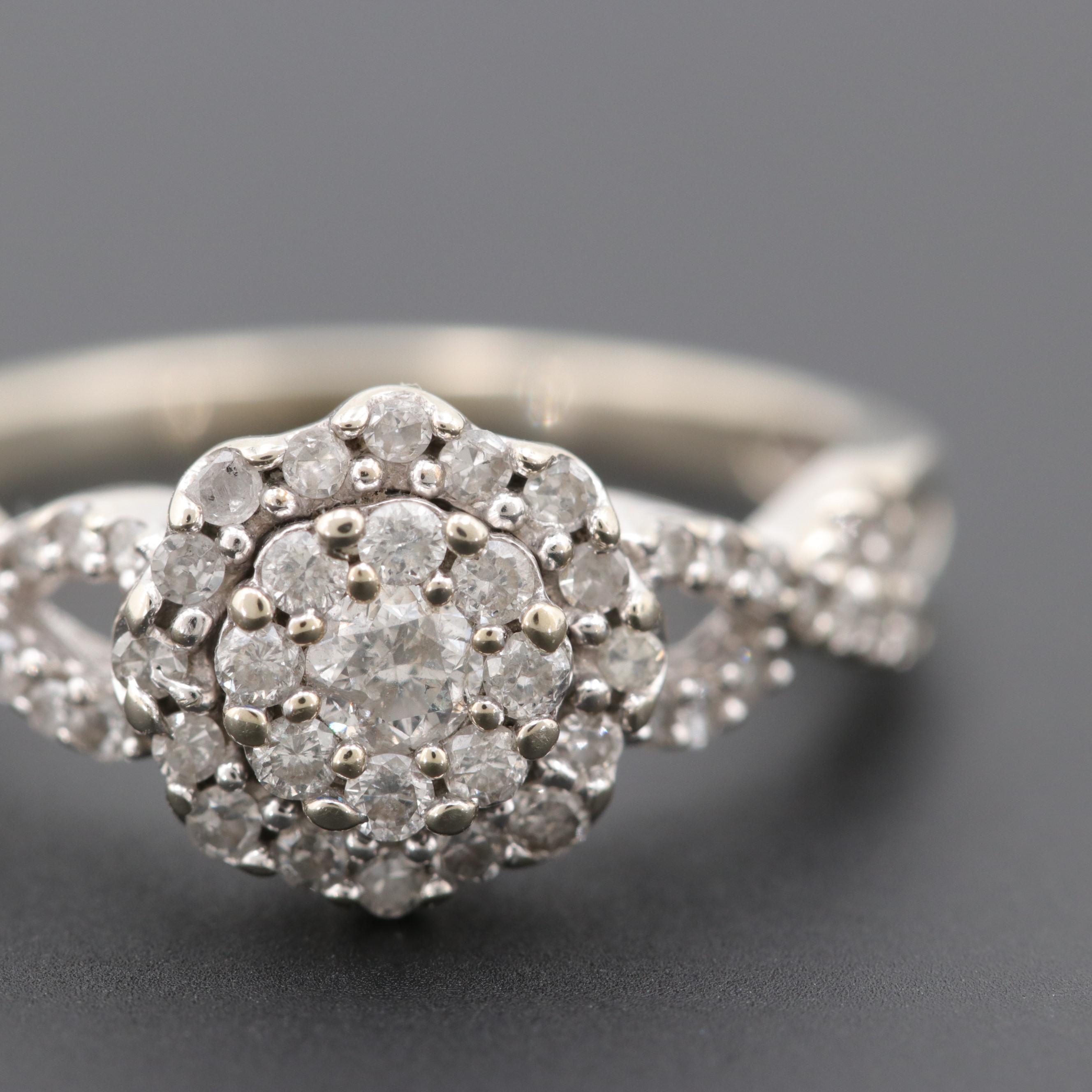 10K White Gold Diamond Ring