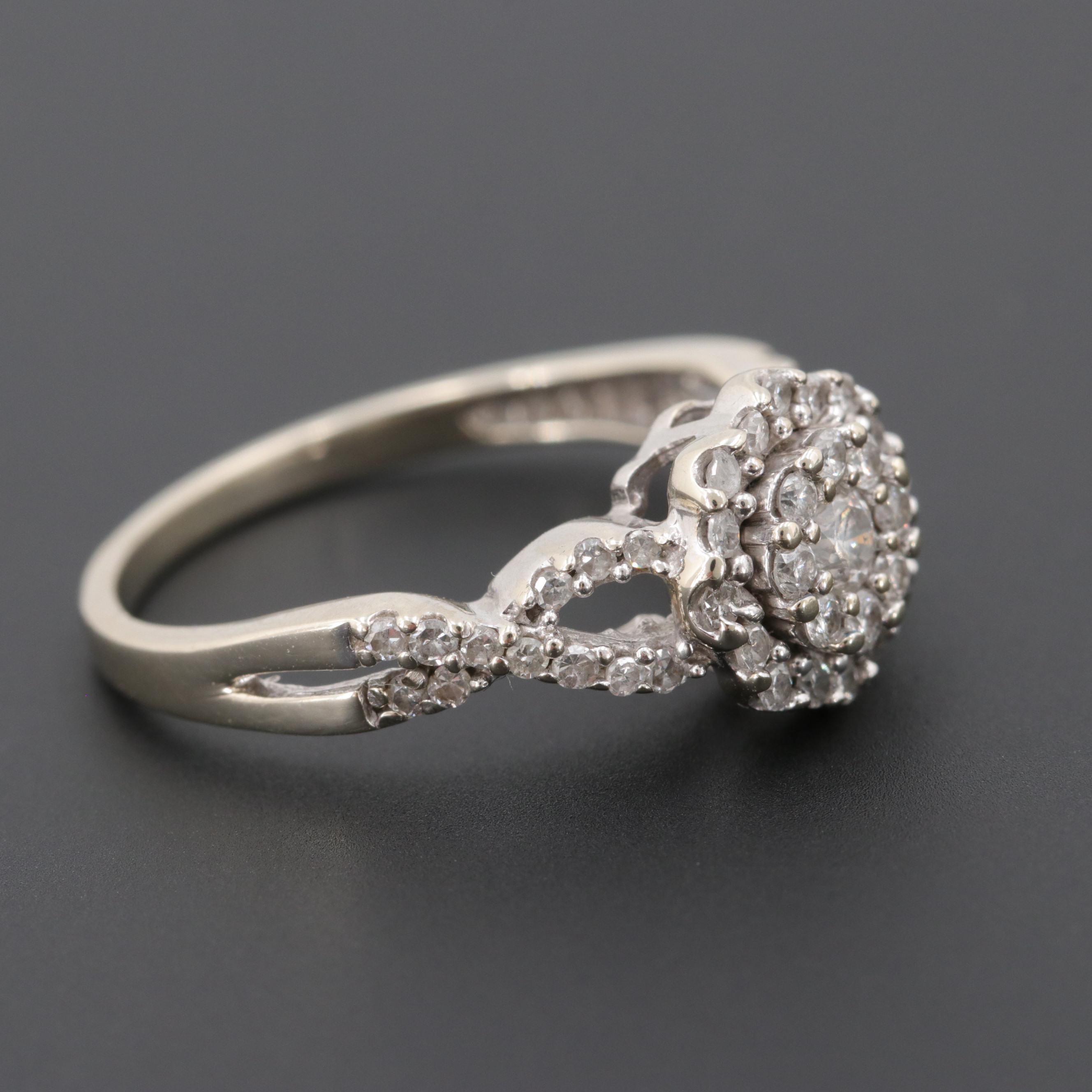 10K White Gold Diamond Ring