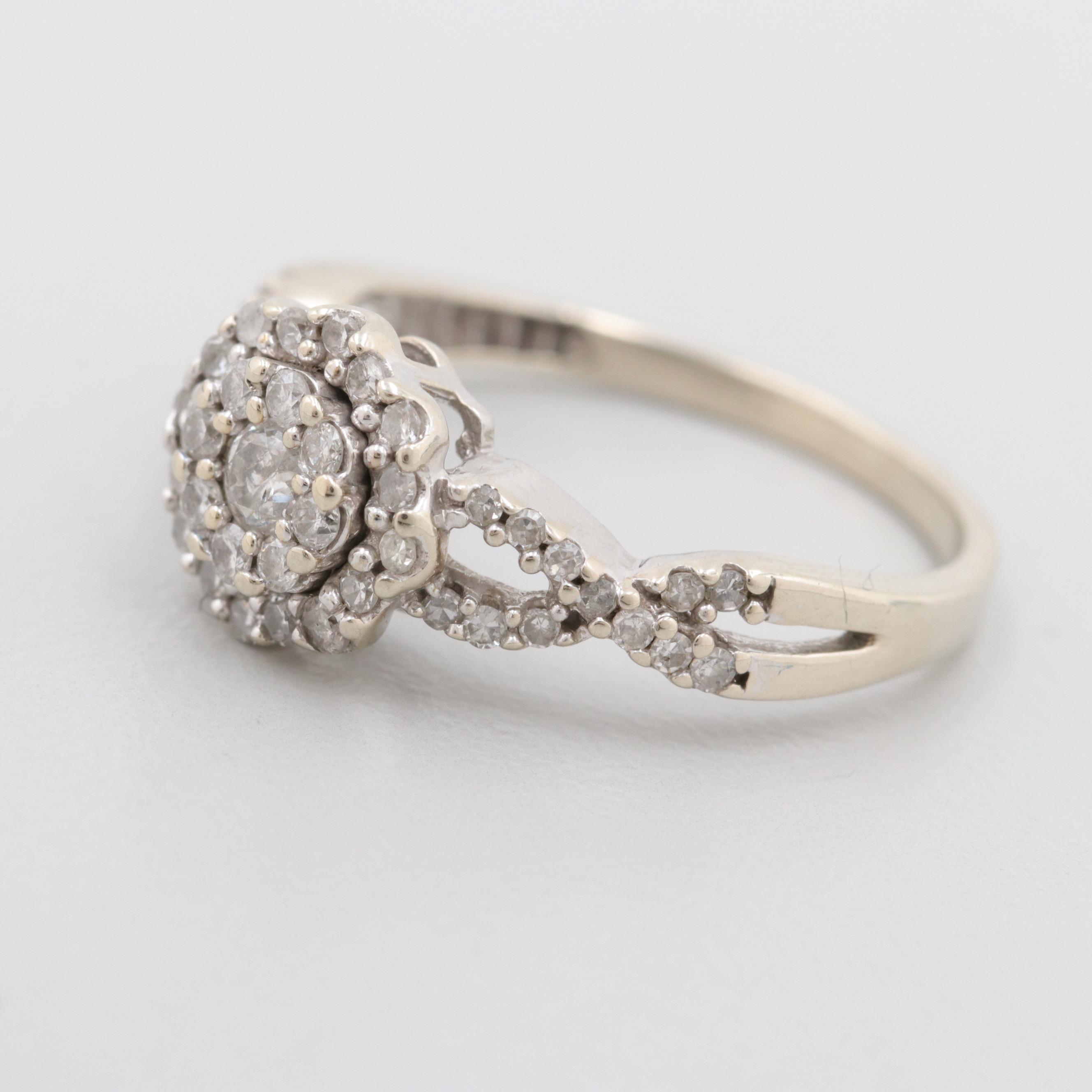 10K White Gold Diamond Ring