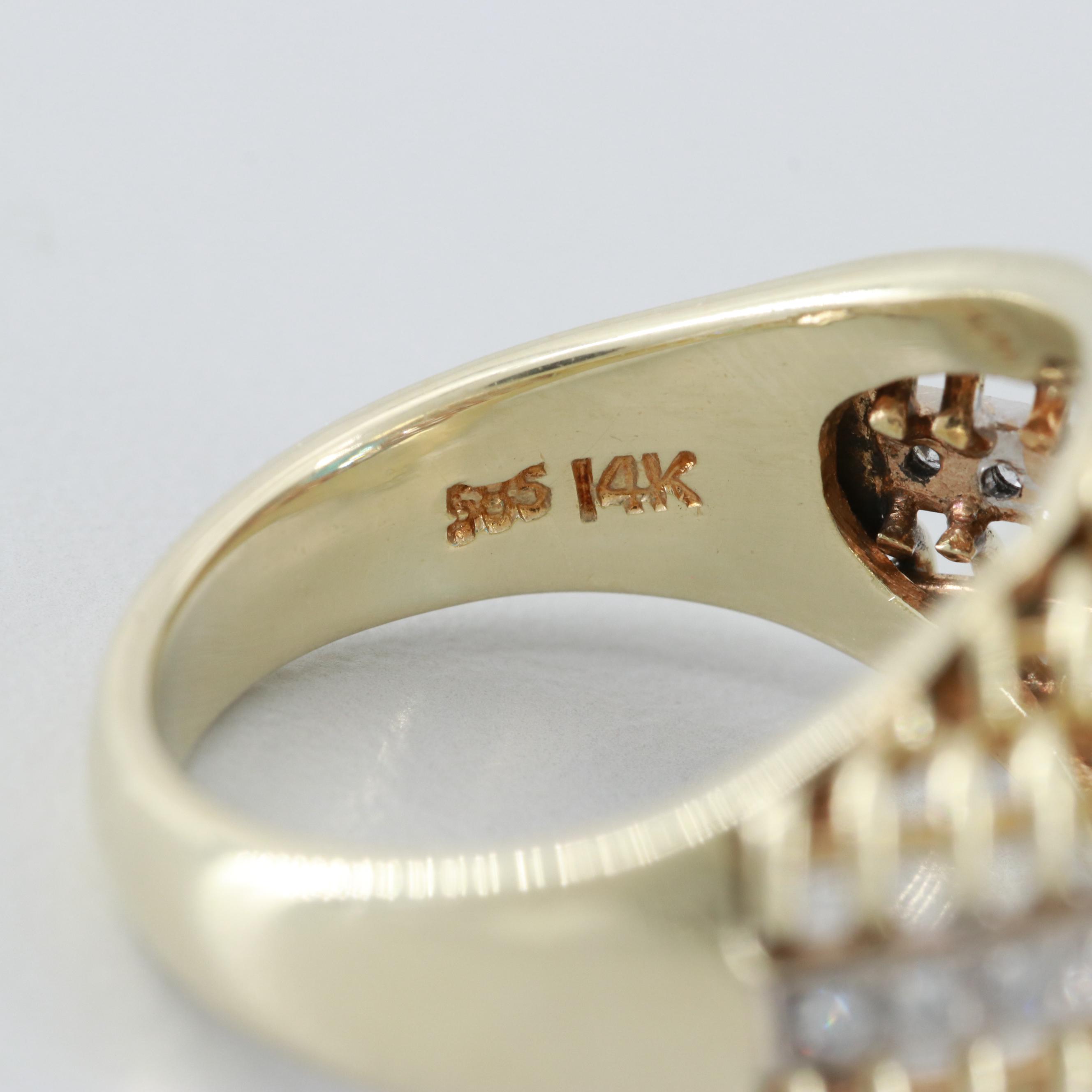 14K Yellow Gold Blue Topaz and Diamond Ring