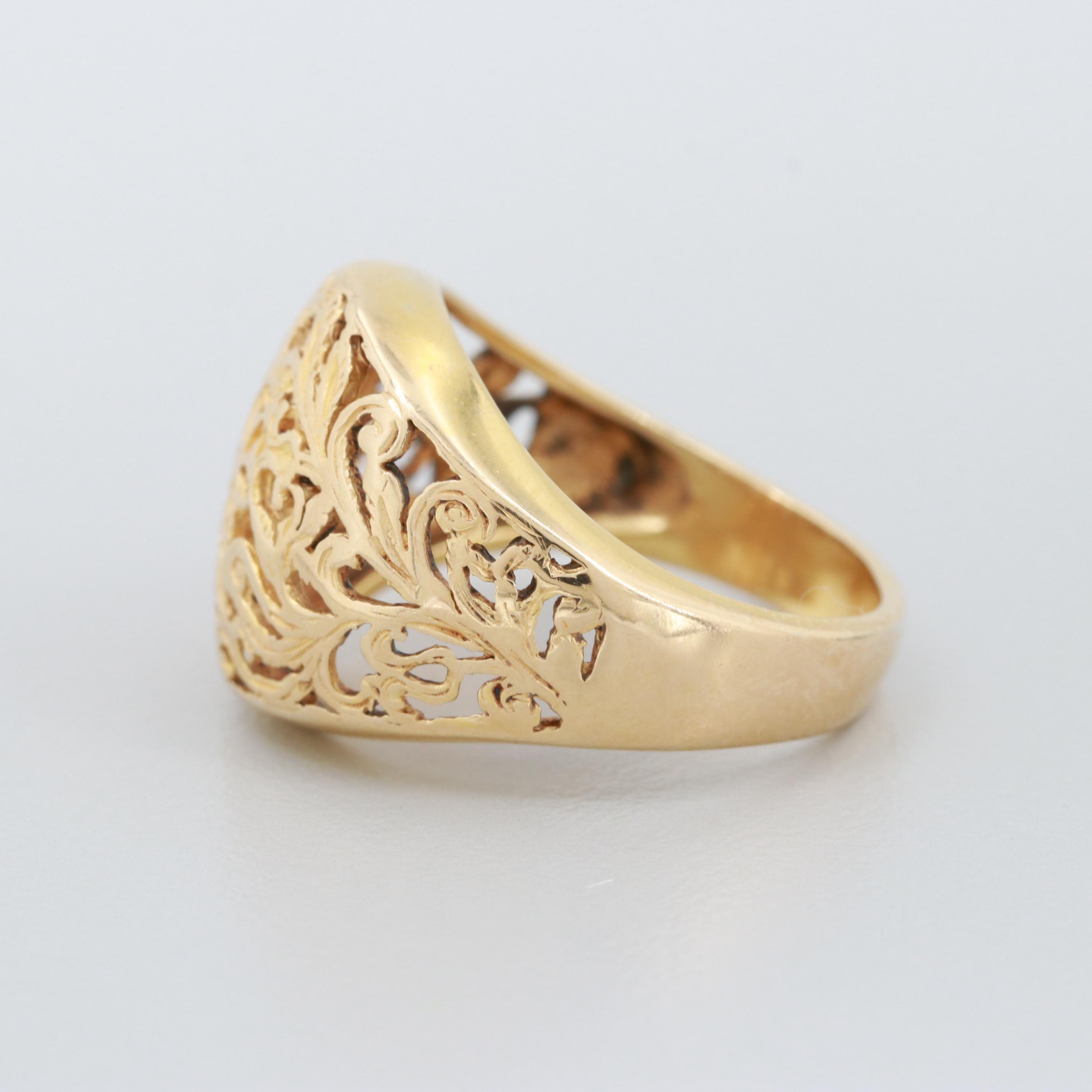 Gold Wash on Sterling Silver Openwork Floral Ring