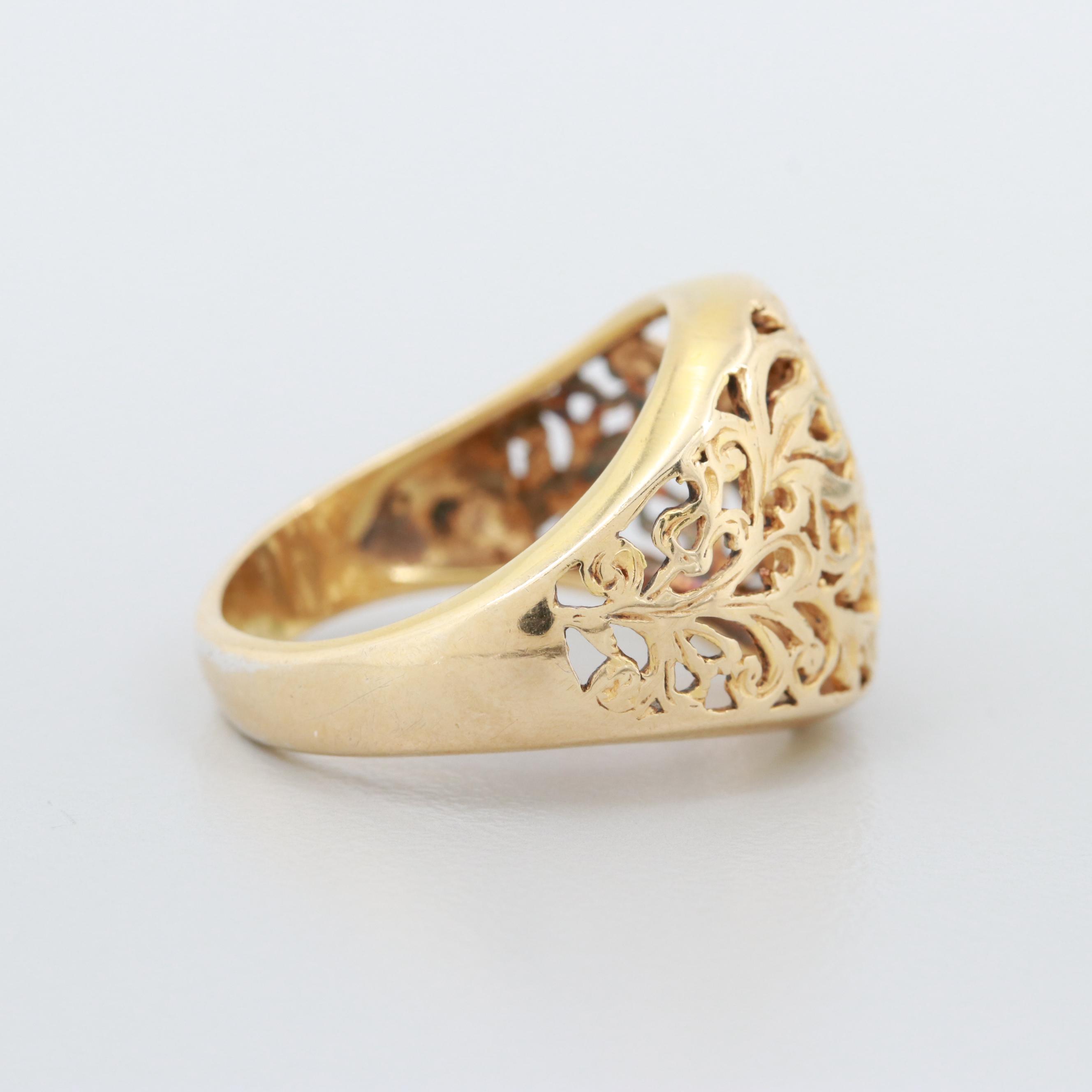 Gold Wash on Sterling Silver Openwork Floral Ring