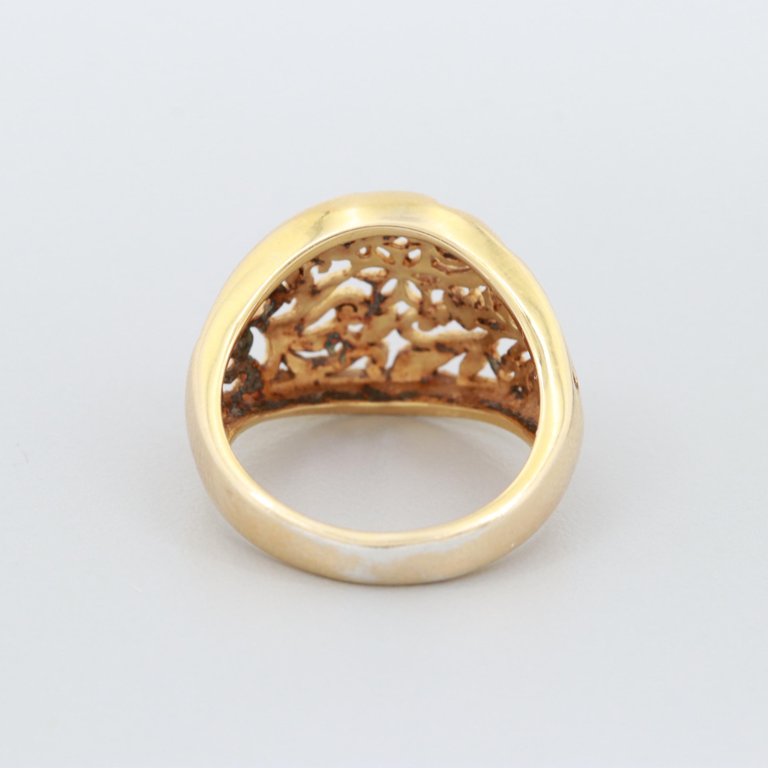 Gold Wash on Sterling Silver Openwork Floral Ring