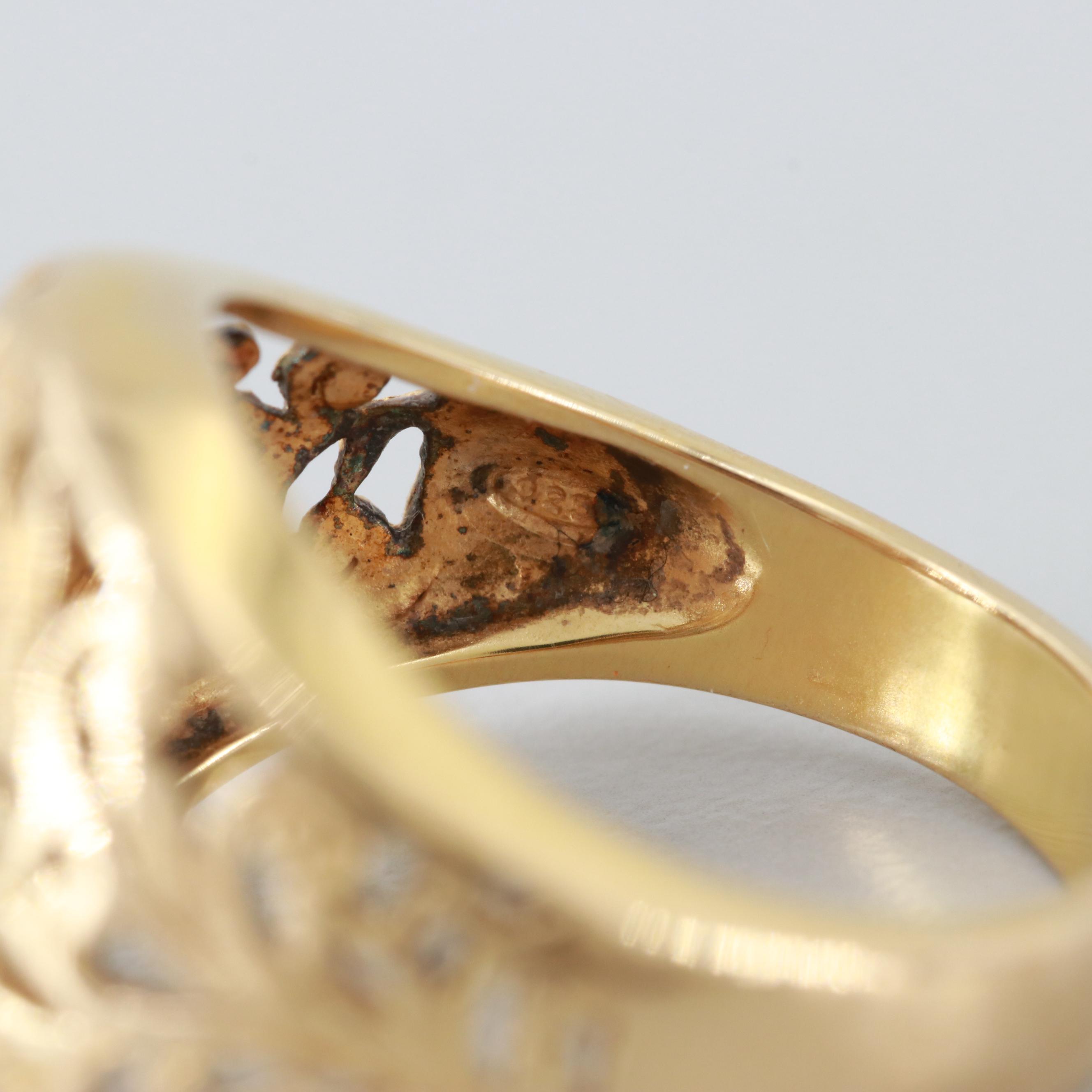 Gold Wash on Sterling Silver Openwork Floral Ring