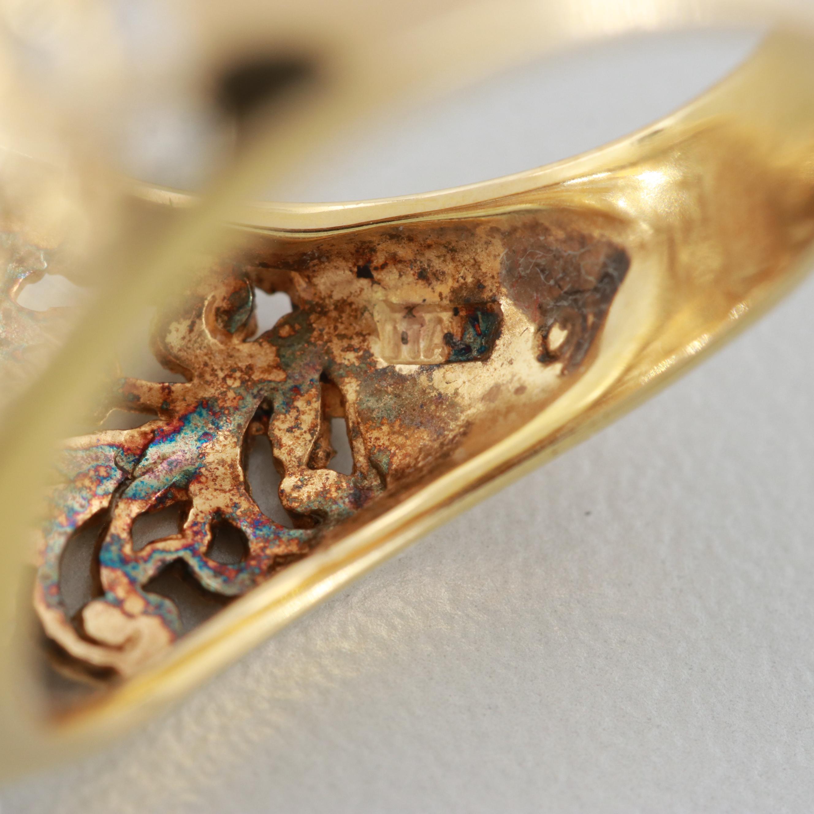 Gold Wash on Sterling Silver Openwork Floral Ring