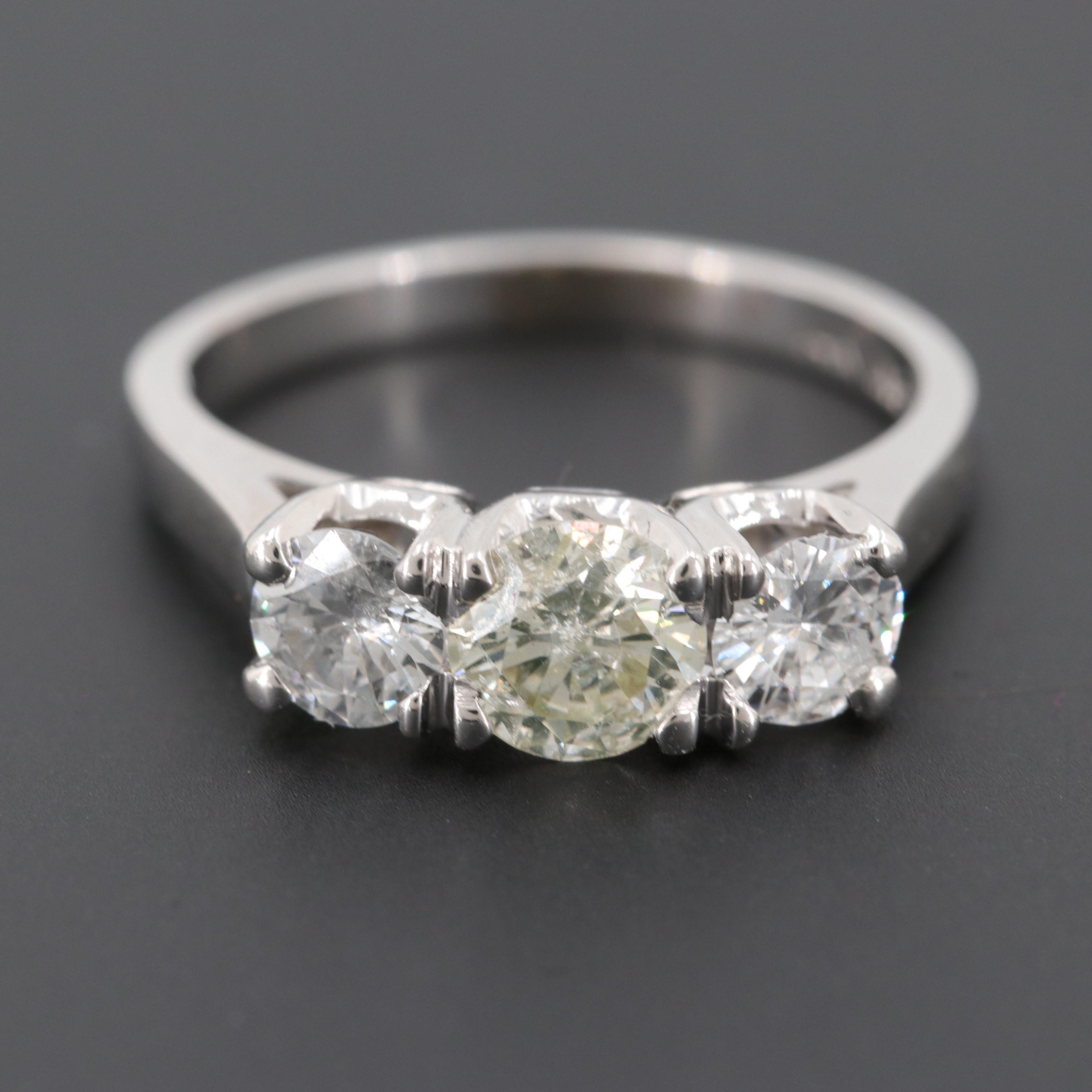 14K White Gold 1.29 CTW Diamond Ring