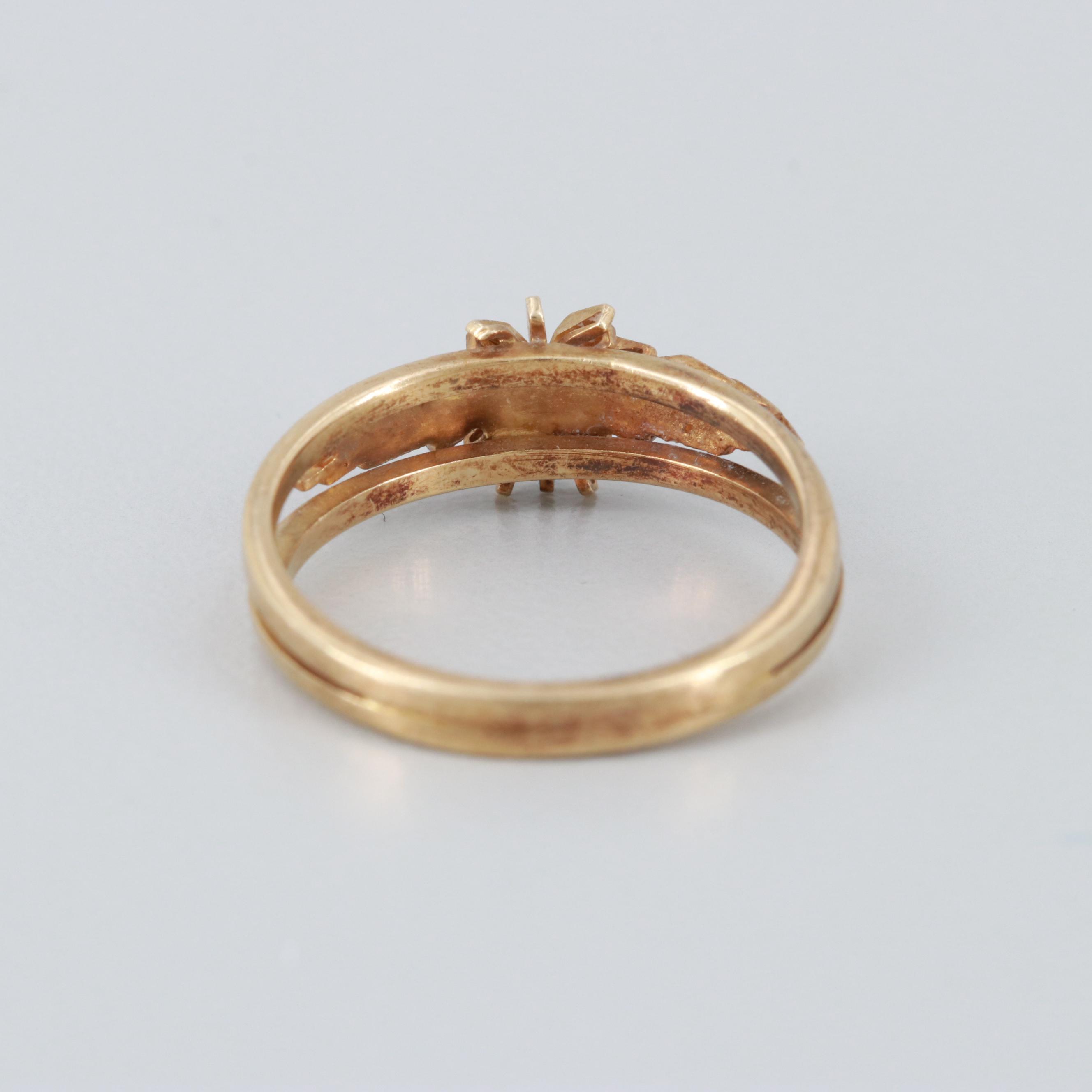 18K Yellow Gold Starburst Motif Ring