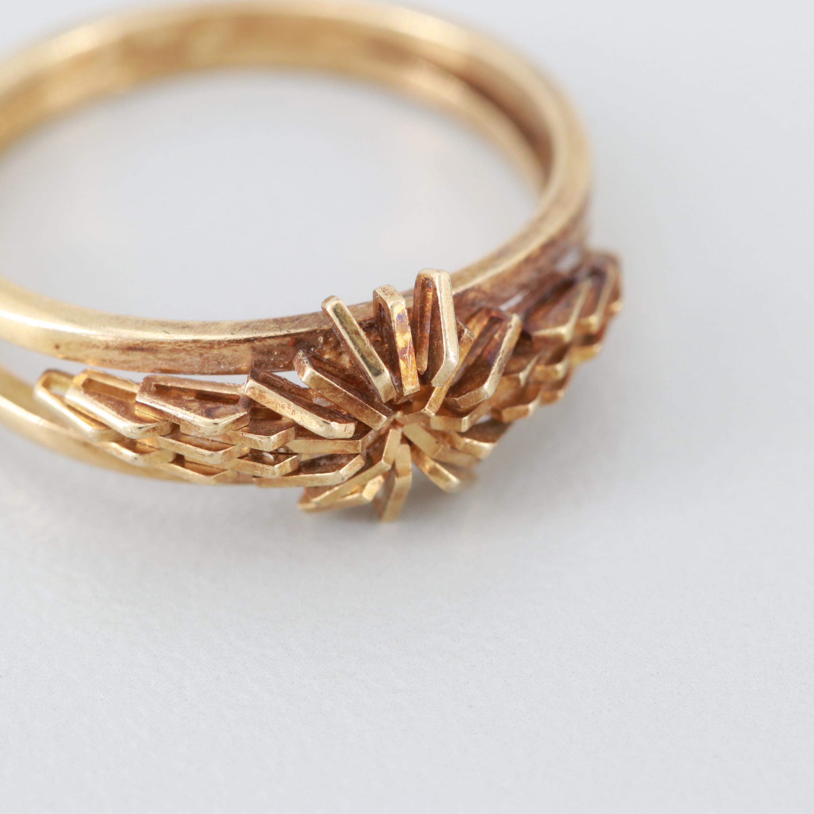 18K Yellow Gold Starburst Motif Ring