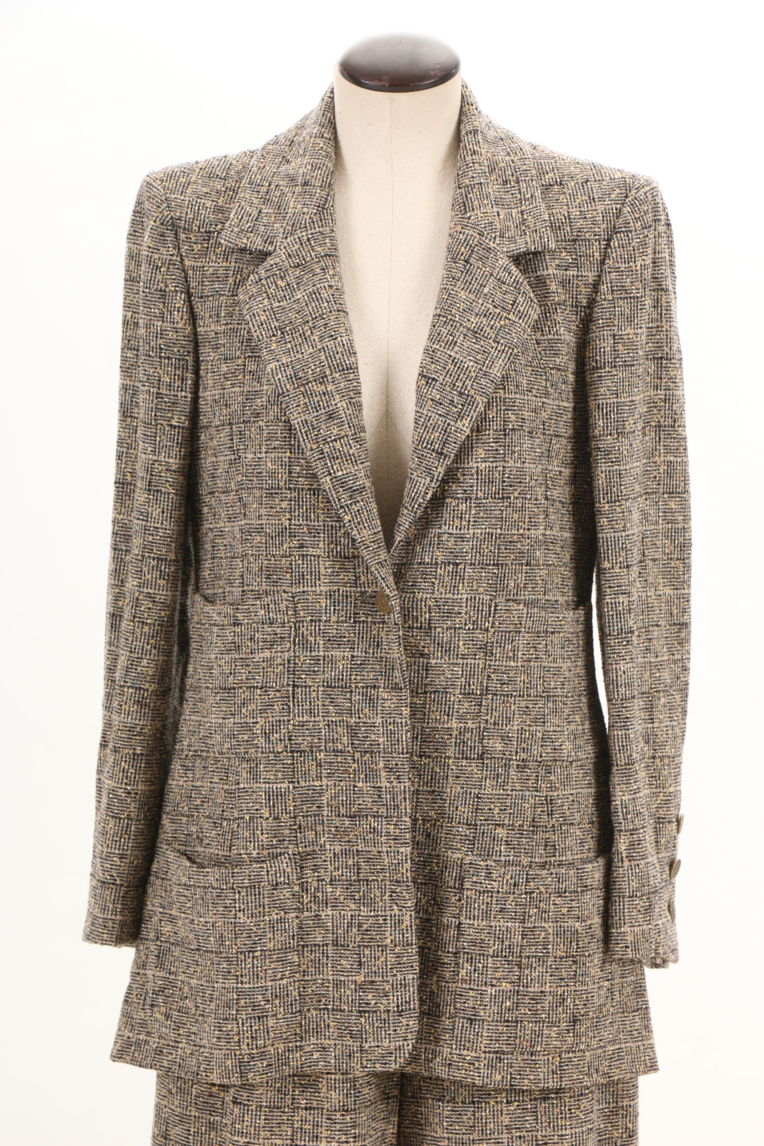 Chanel Boutique Fall/Winter 1997 Black and Tan Tweed Pantsuit